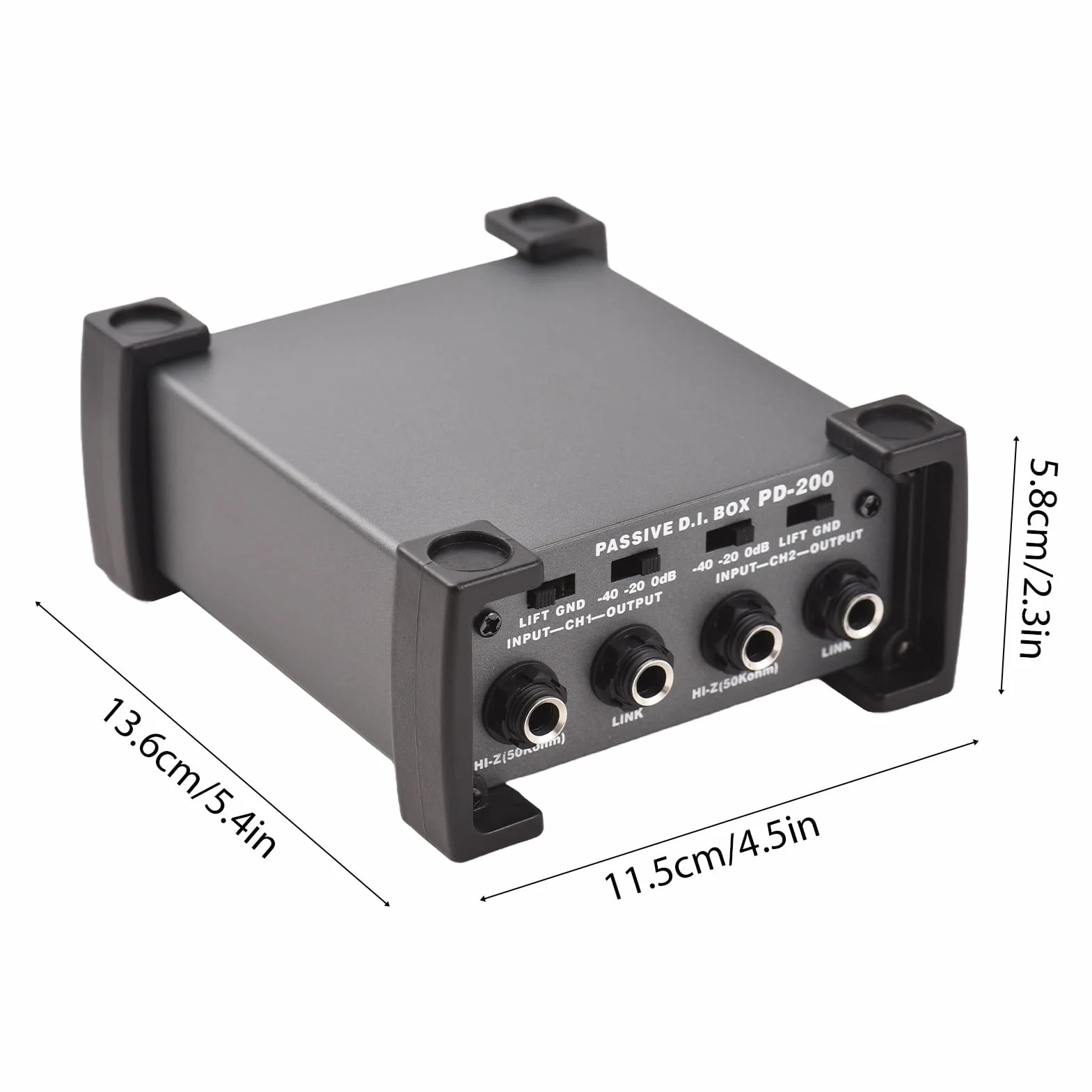 Btuty 2 Canales Caja de Inyección Directa Pasiva, Alto Rendimiento Caja DI - Filtro de Ruido/Interruptor de Elevación de Tierra contra Interferencias, XLR Caja Directa, Atenuador de Ganancia(Aluminio)
