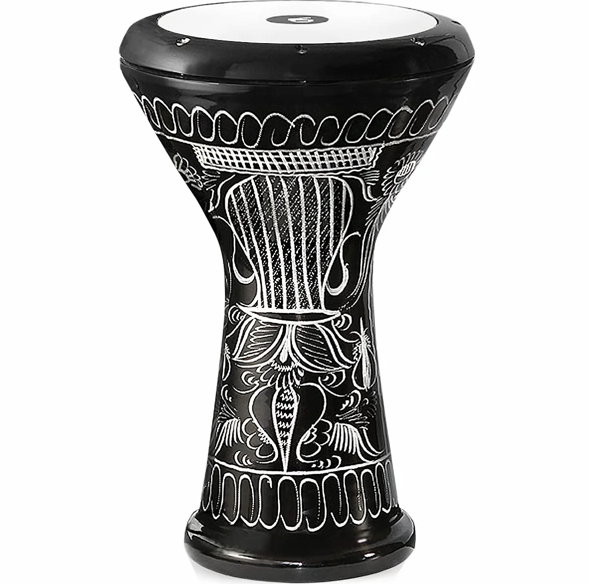 Doumbek Darbuka - Tambor de mano (21,6 cm), diseño de emporio turco, color negro