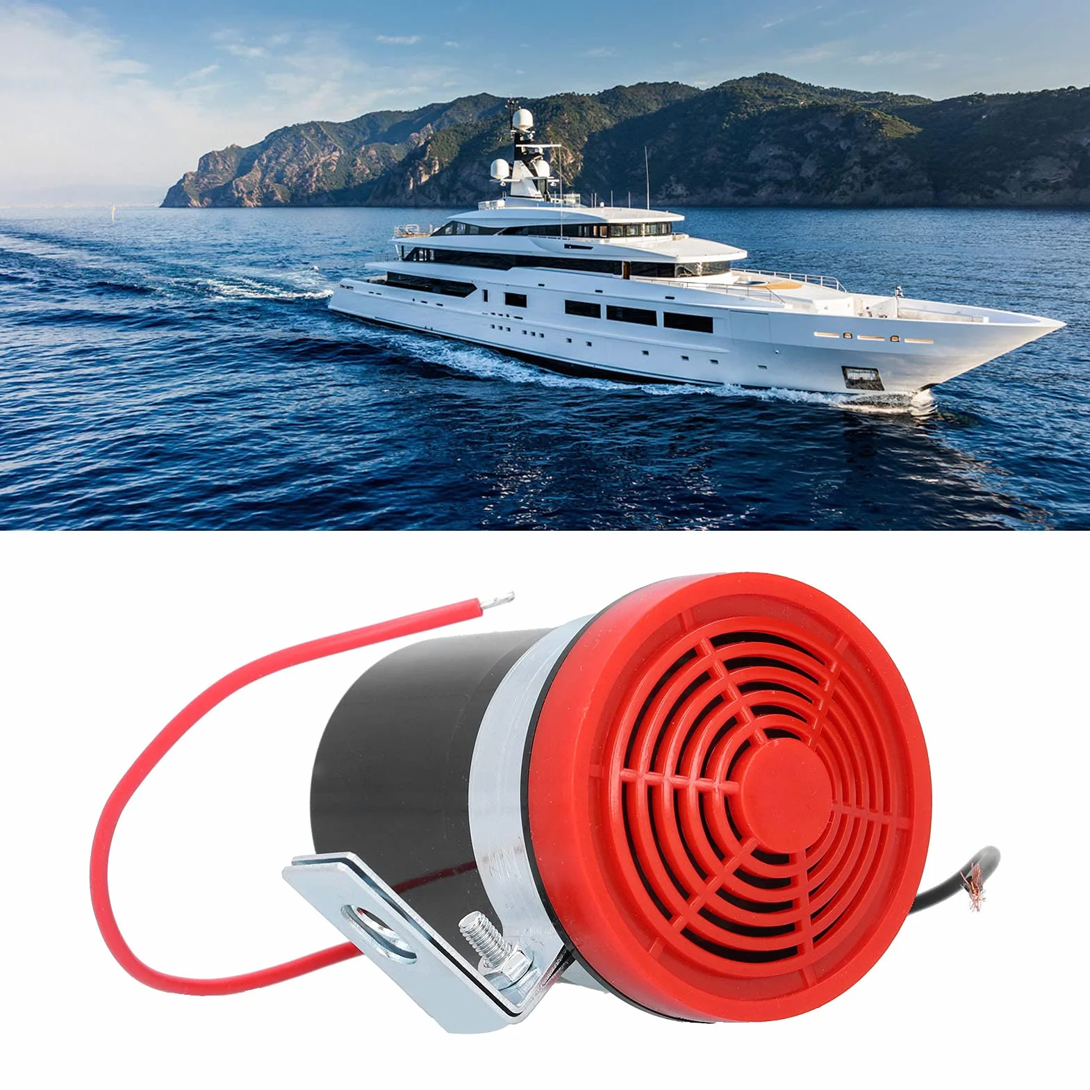 Bocina de marcha atrás, 12-24V 105db, bocina modificada, zumbador de alarma, zumbador de alarma de marcha atrás, apto para coche, camión, yate, barco
