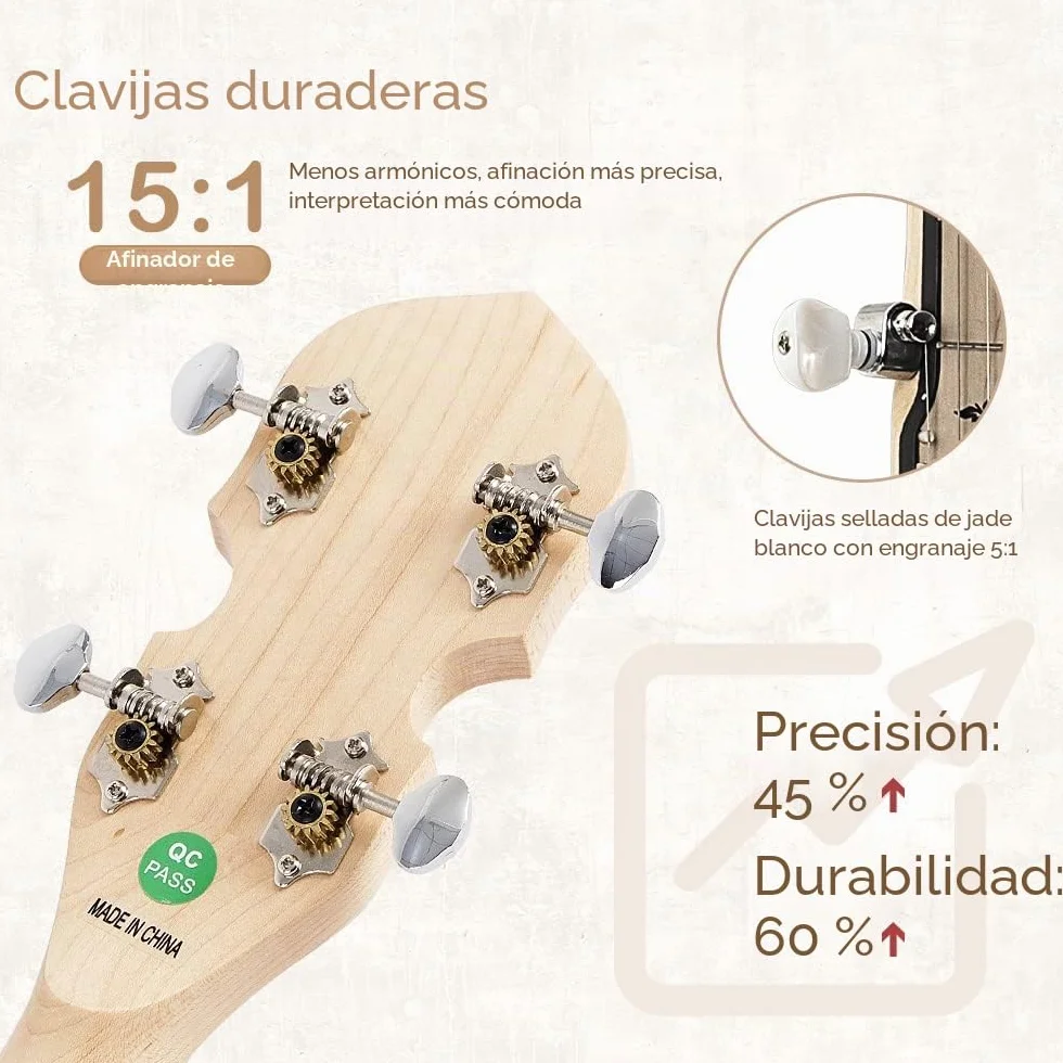 Banjo de 5 cuerdas, tamaño completo Mulucky con 24 soportes, parte posterior abierta, banjos de arce con kit para principiantes - MB1101