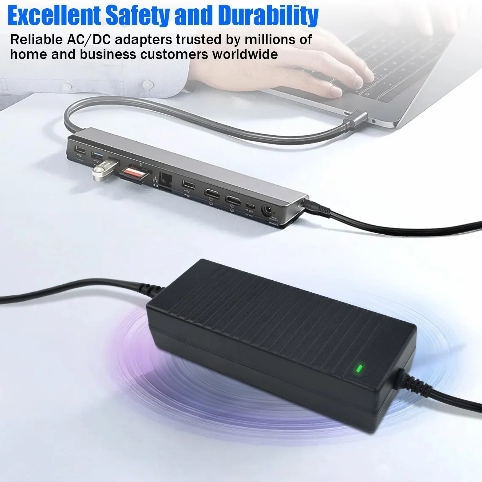Fuente Alimentacion 24V 8A 192W, AC 100-240V a DC 24V Transformador, Adaptador con Enchufe 5.5 x 2.5 mm Universal para Tiras LED, Cámaras de Seguridad, Monitor LCD