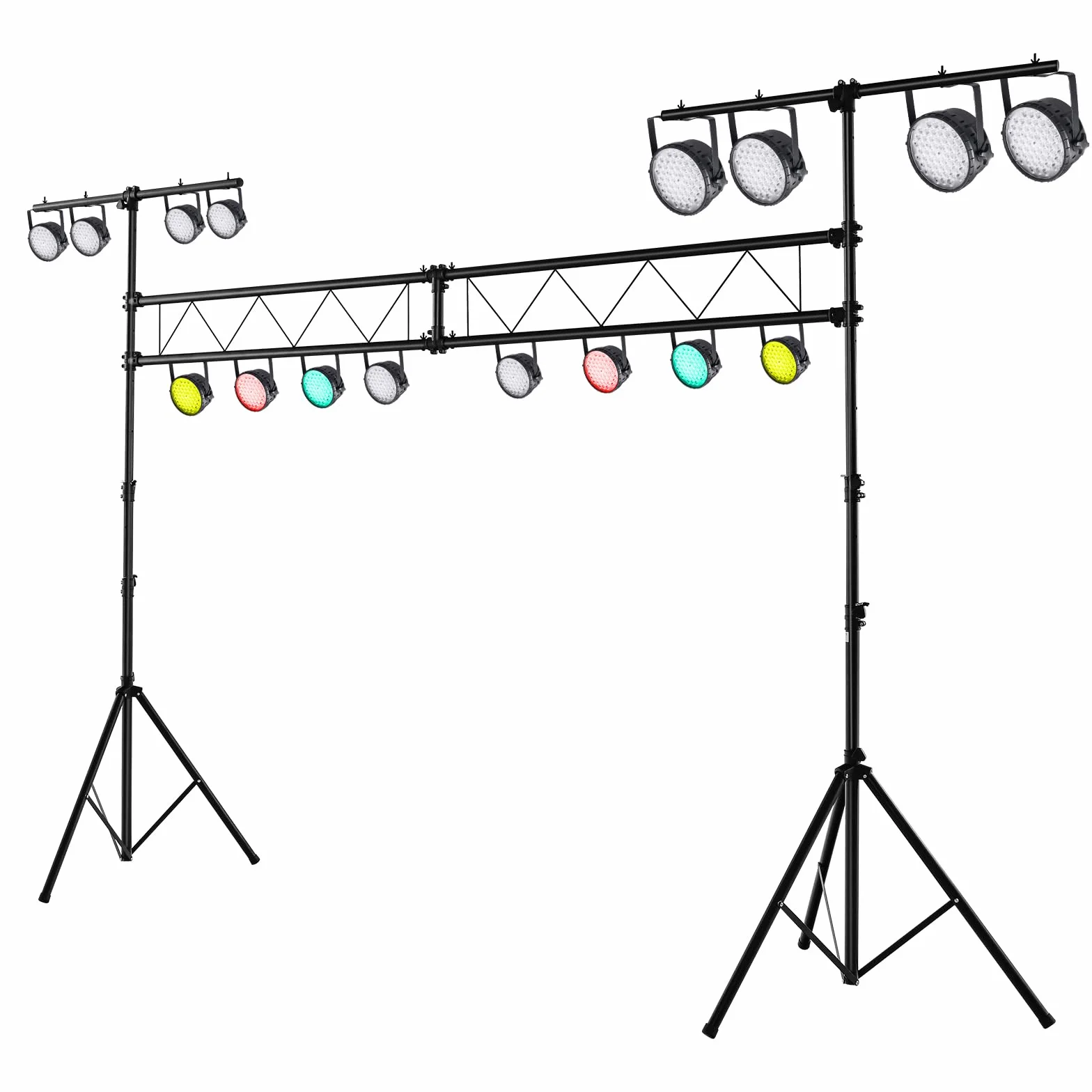GOPLUS - Soporte de iluminación para DJ, soporte de luz LED de metal con altura ajustable 180-350 cm, brazo múltiple, base resistente y estable, trípode en T plegable y portátil, para espectáculos
