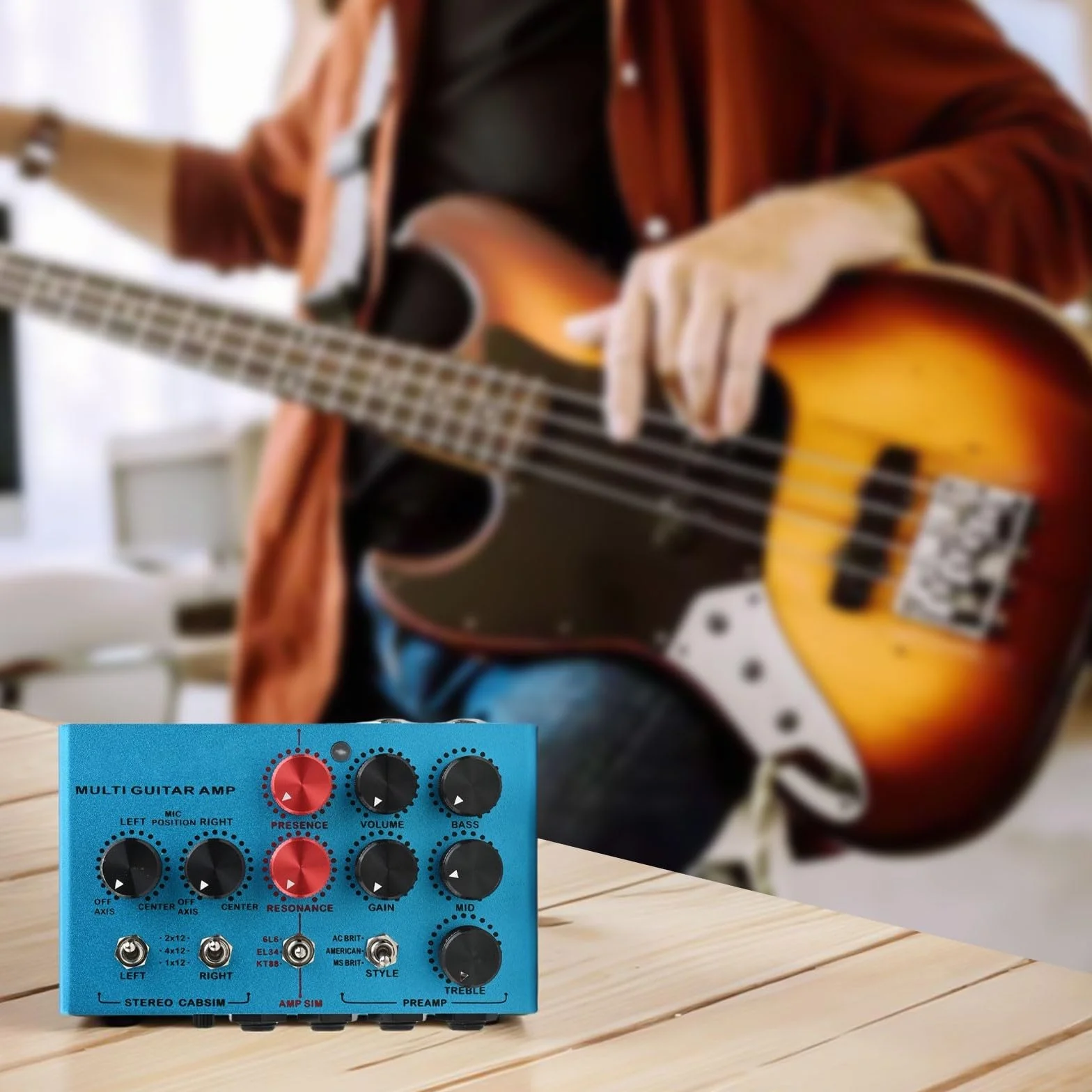 MOSKYAUDIO - Pedal de simulador de amplificador de guitarra, estación de bucle SIM de cabina estéreo con placa de procesador de múltiples efectos, caja de preamplificador de guitarra eléctrica con