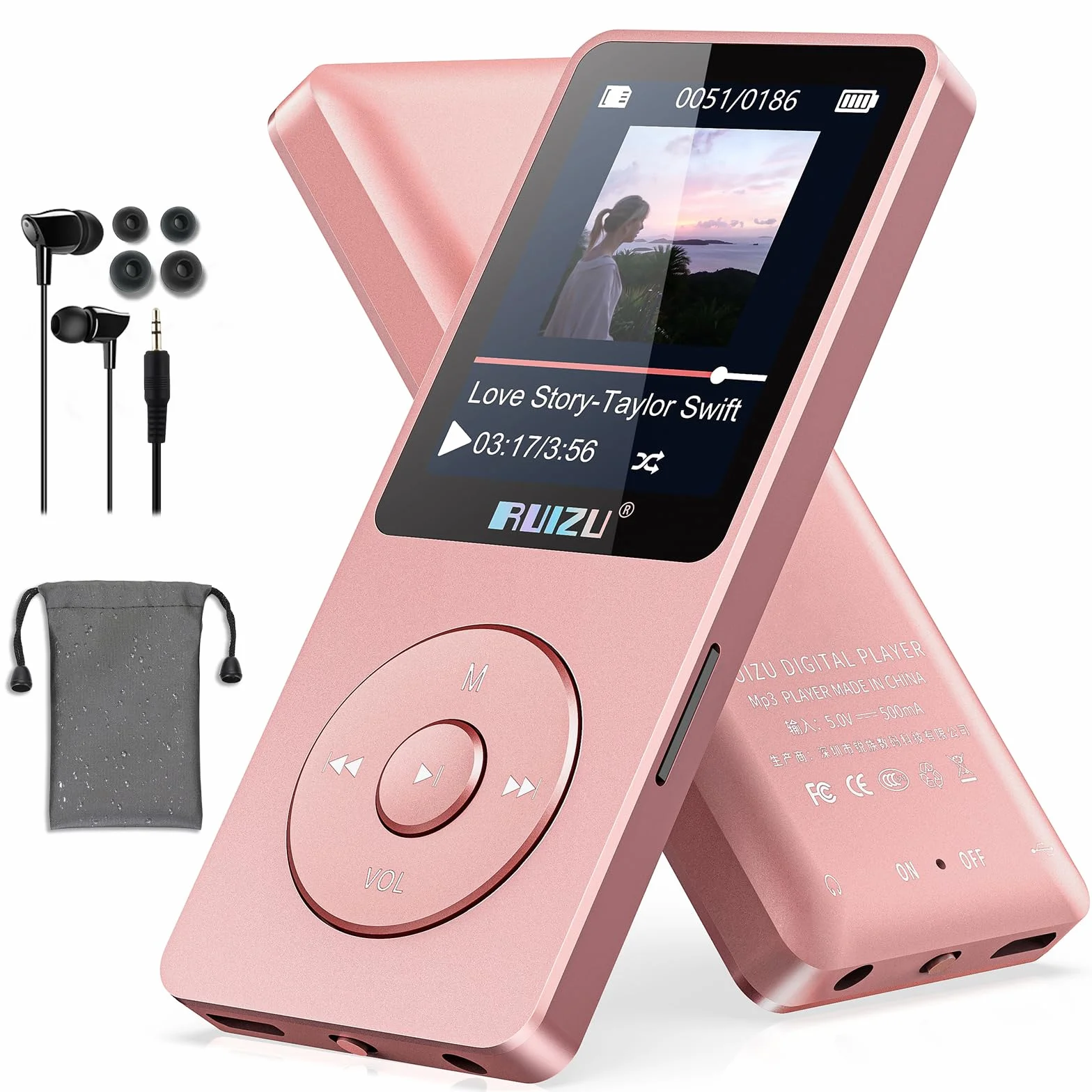 Reproductor MP3 de 32GB con Bluetooth 5.3, Ultraligero (30 Gramos), hasta 80 Horas de autonomía, Pantalla de 1,8 Pulgadas, Ideal para Deportistas, niños y Adultos, admite Tarjetas TF de hasta 128 GB