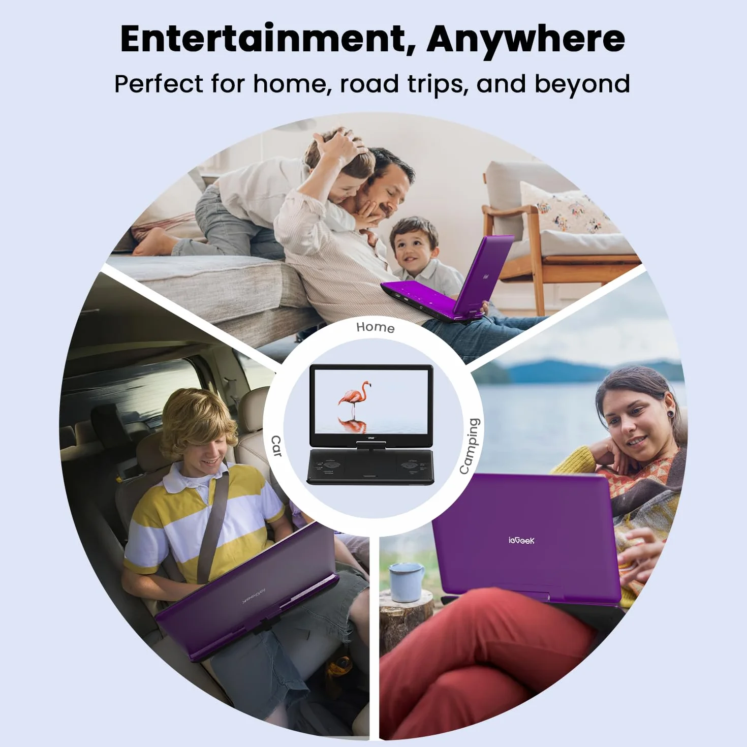 ieGeek Reproductor de DVD portátil de 16.9 pulgadas con pantalla giratoria de 14.1 pulgadas, entrada HDMI, batería recargable de 6 horas, sin región, reproducción USB/SD, regalo ideal para personas