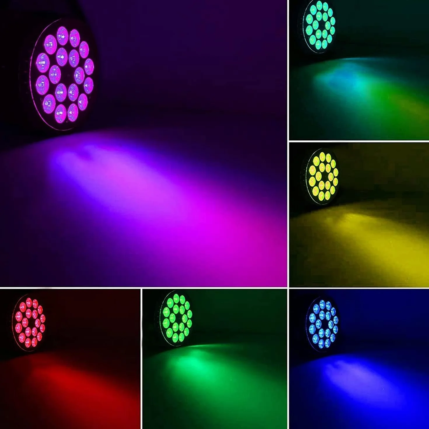 LED Par Faro 200W 18 LED Luz escenario Foco Luz discoteca fiesta, 8CH Par LED RGBW DMX Sonido estroboscópico Modo activo Iluminación DJ Efecto de luz para Show Bar KTV Fiesta Halloween 4PCS