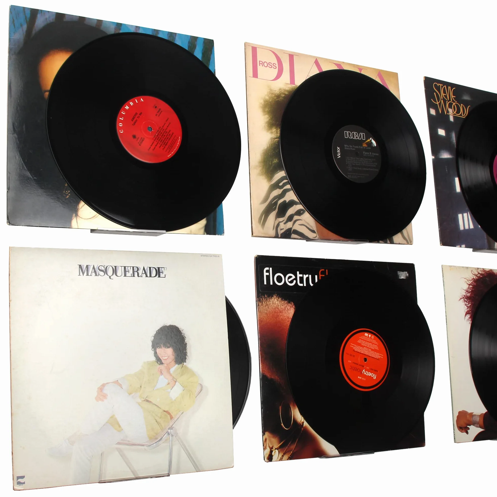 WANLIAN Estante de acrílico Transparente para Discos de Vinilo, Estante montado en la Pared, Paquete de 6, estantes flotantes Transparentes, Soporte de exhibición de Discos de acrílico (Transparente)