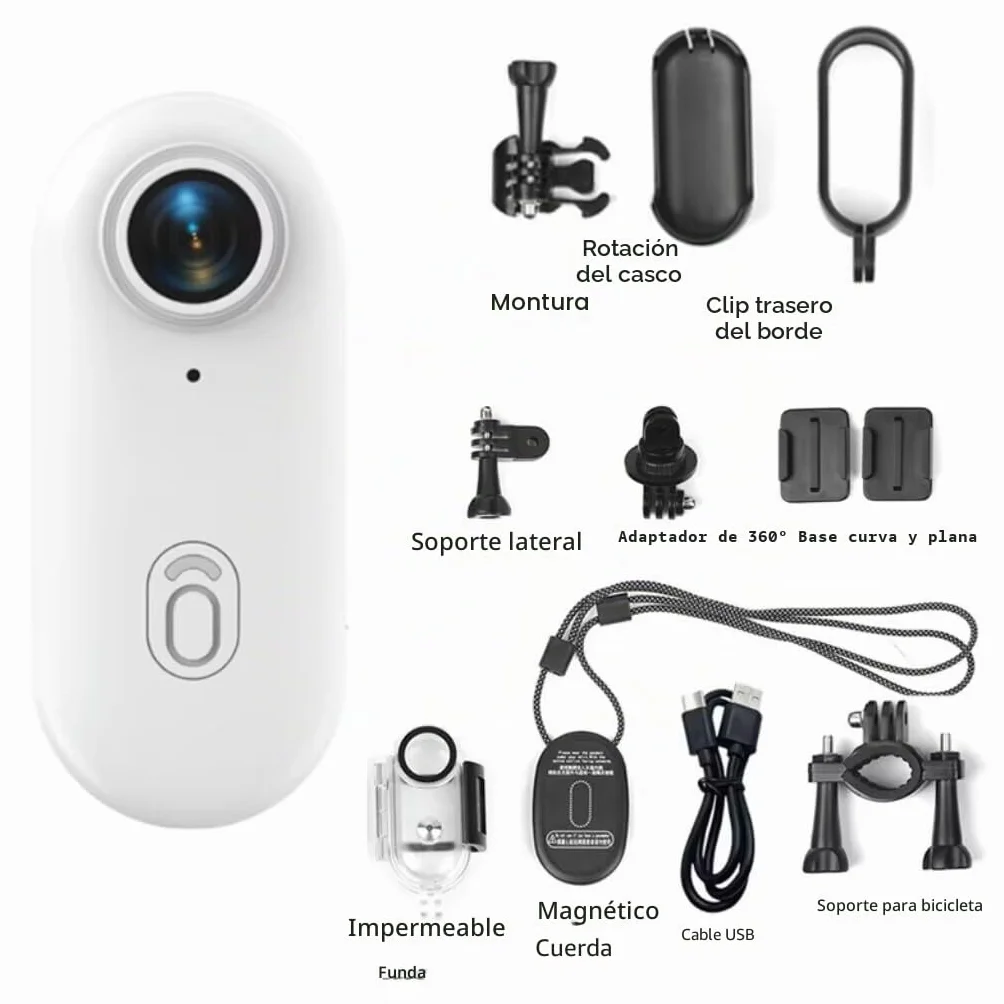 TKMARS Cámara Deportiva 4K con Estabilizador, 360 Camera Action CAM, Cámara Digital Compacta 4K, Cámara Acuática, Montaje Magnético/Pinza, 120min Batería, Ideal para Bici/Moto/Mascotas