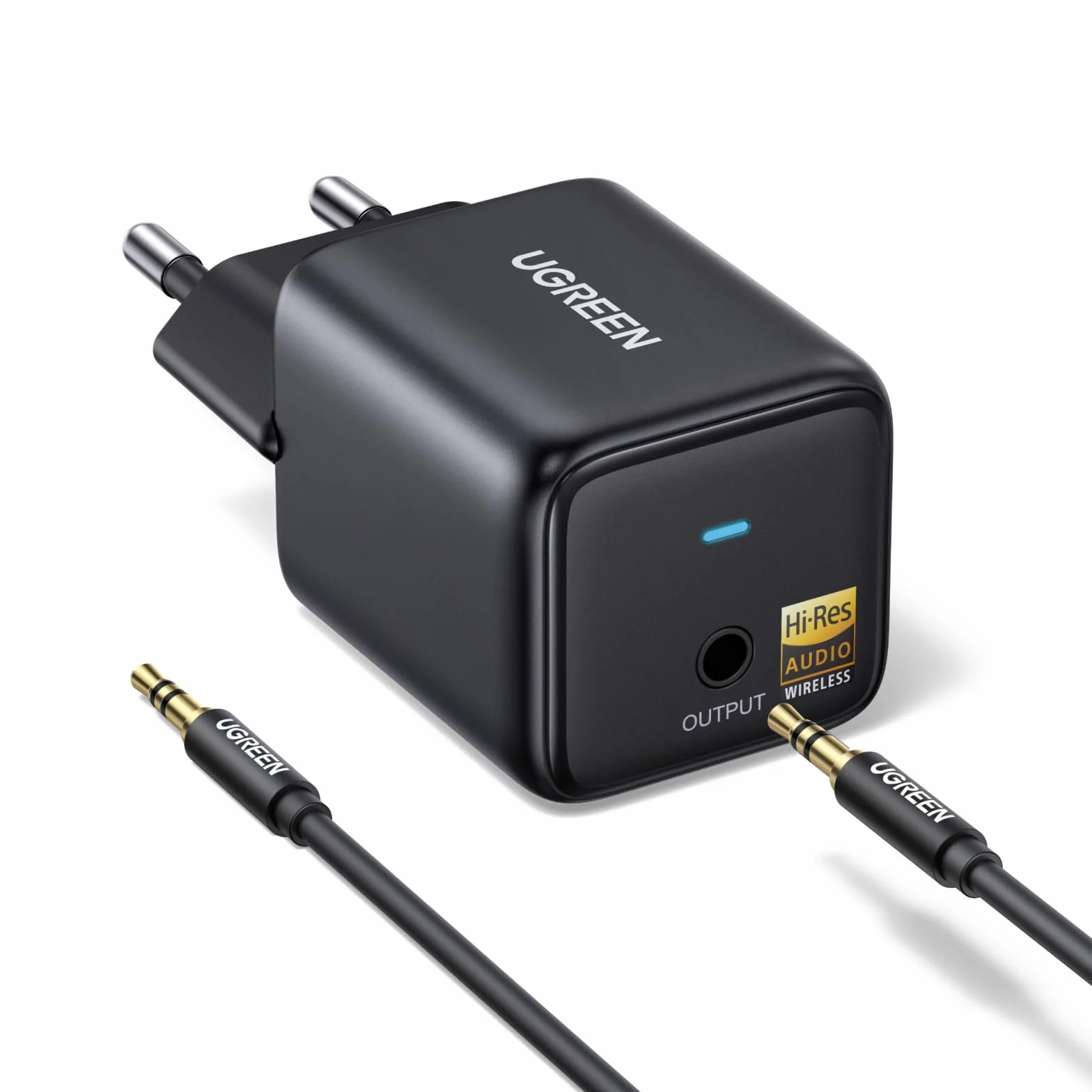 UGREEN Receptor Bluetooth 6.0 LDAC/SBC/AAC Audio Adaptador 3.5 mm Hi-Res HiFi Baja Latencia Inalámbrico Alimentación Eléctrica con Conexión Directa Compatible con Teléfono Tablet Altavoz Amplificador