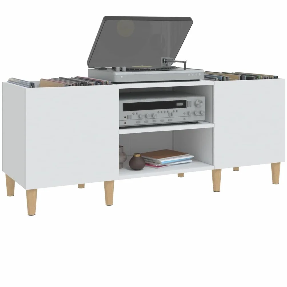 LAPOOH Mueble para Discos Madera contrachapada Blanco 121x38x48 cm, Estanteria CD, Mueble Tocadiscos, Mueble para Discos, Mueble para Vinilos, Mueble para Tocadiscos - 831925