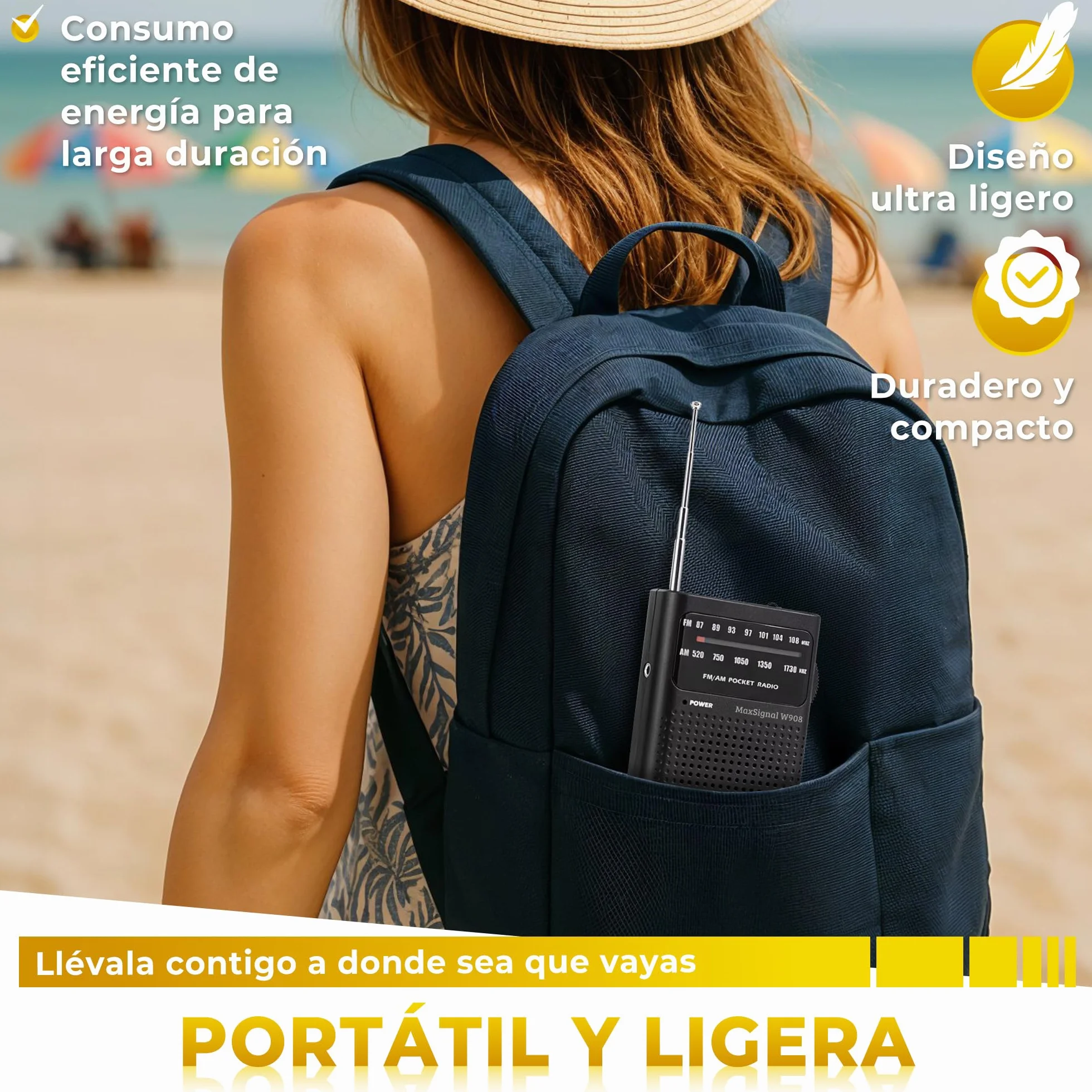 SUPER MAX Radio a Pilas Portátil Pequeña Am/FM Transistor Analógica de Bolsillo Fácil de Usar Señal Fuerte Kit Emergencia Entrada Auriculares Para Personas Mayores Familia Viajes AA Auriculares Regalo