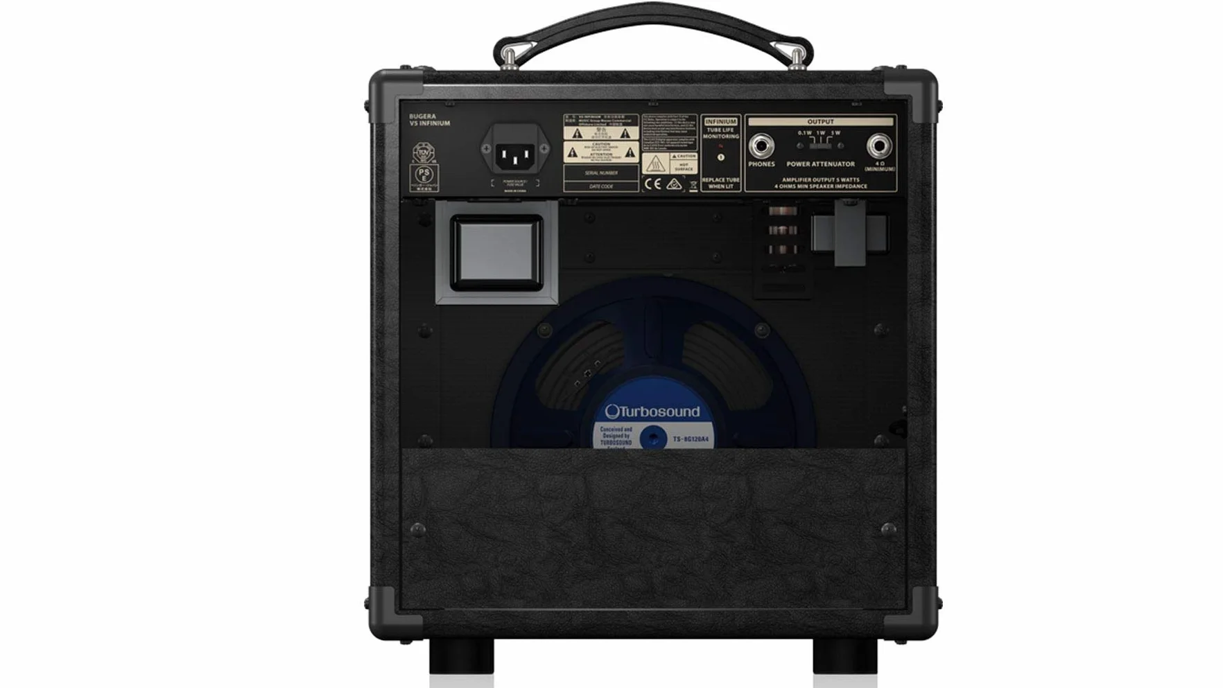 Combo de amplificador de válvulas Bugera V5 INFINIUM de 5 vatios Clase A con multiplicador de vida útil de válvulas INFINIUM, altavoz Turbosound original, reverberación y atenuador de potencia