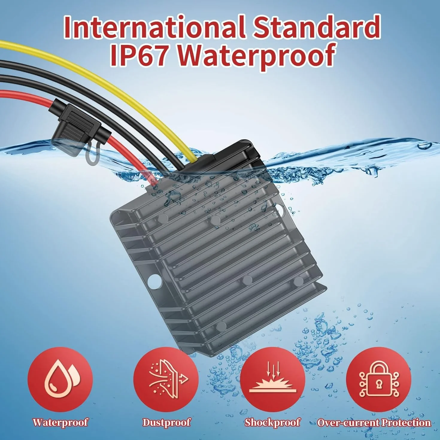 12V a 24V Step up Converter, Convertidor Transformador 15A 360W Convertidor 12v a 24v con Fusible Impermeable Y Bloque de Terminal Rápido, DC DC Converter para Carrito Golf (Acepta entradas DC9-20V)