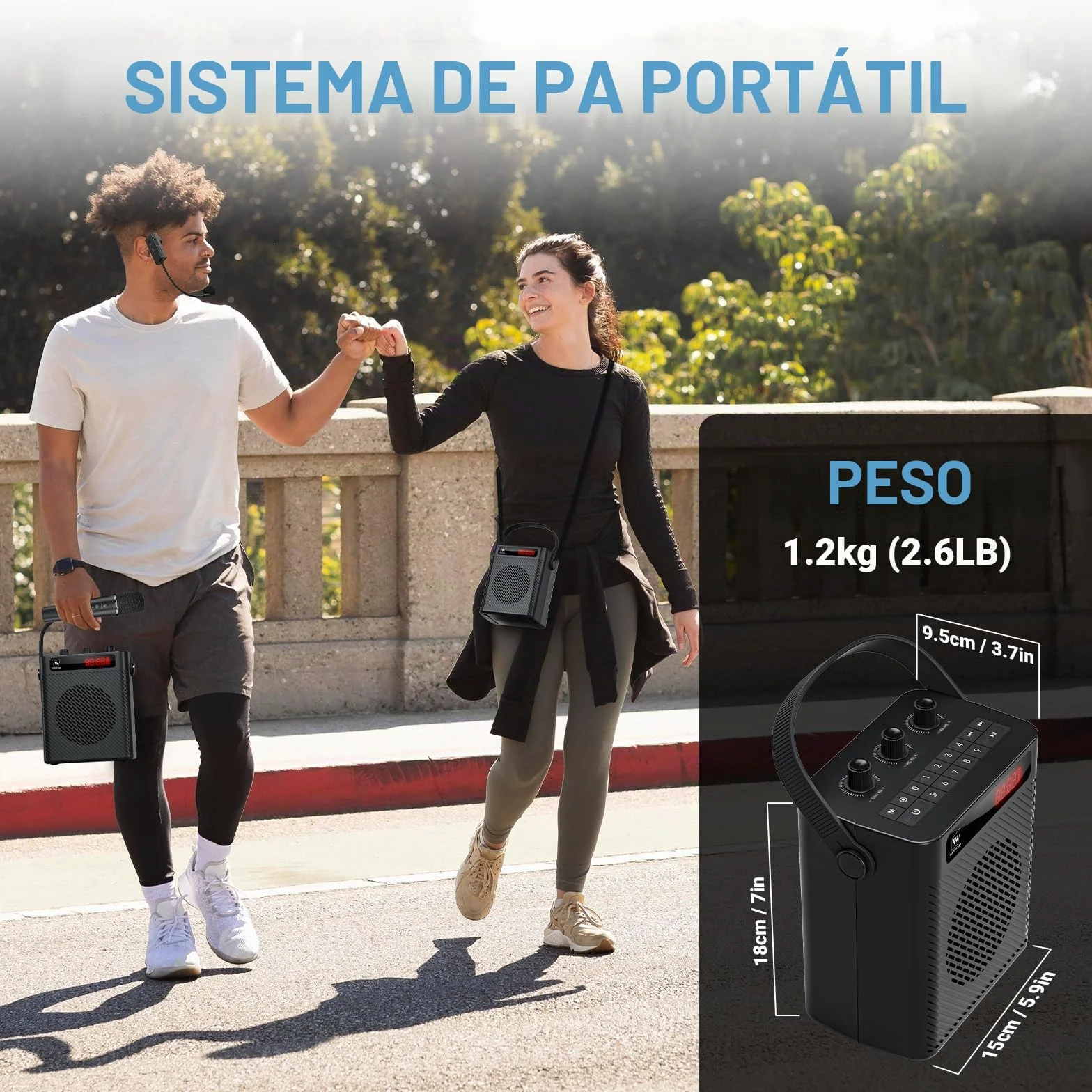 Micrófono inalámbrico amplificador de voz/micrófono de mano, micrófono portátil de 40 W y altavoz, sistema de karaoke inalámbrico, altavoz Bluetooth con micrófonos, sistema PA personal, 4 efectos de