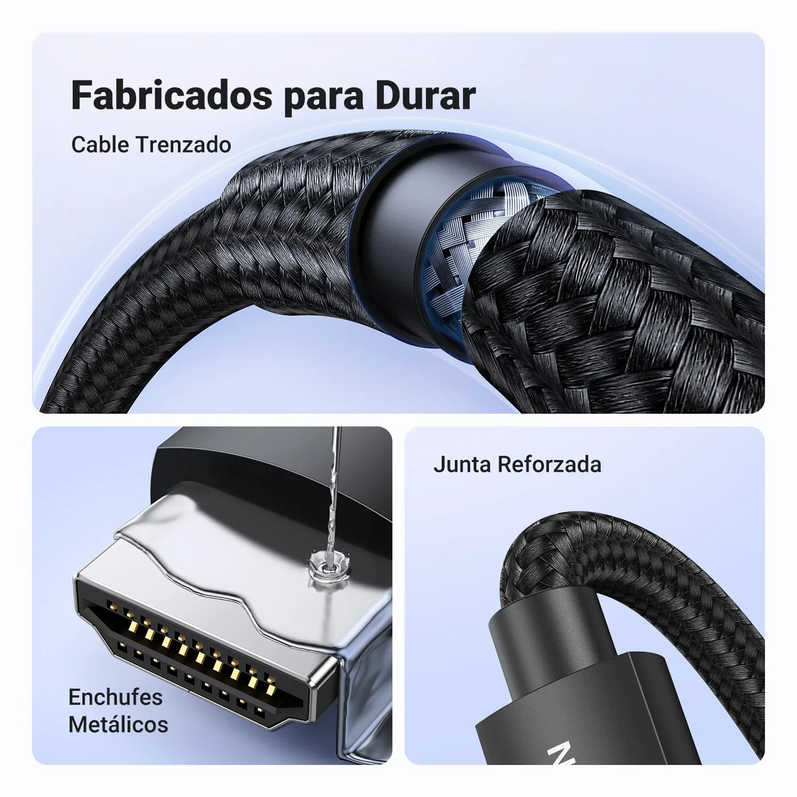 UGREEN Cable HDMI 2.1 Certificado 10K 8K 60Hz 4K 120Hz 48Gbps UHD eARC HDR Dinámico Dolby Vision 3D HDCP 2.3 2M