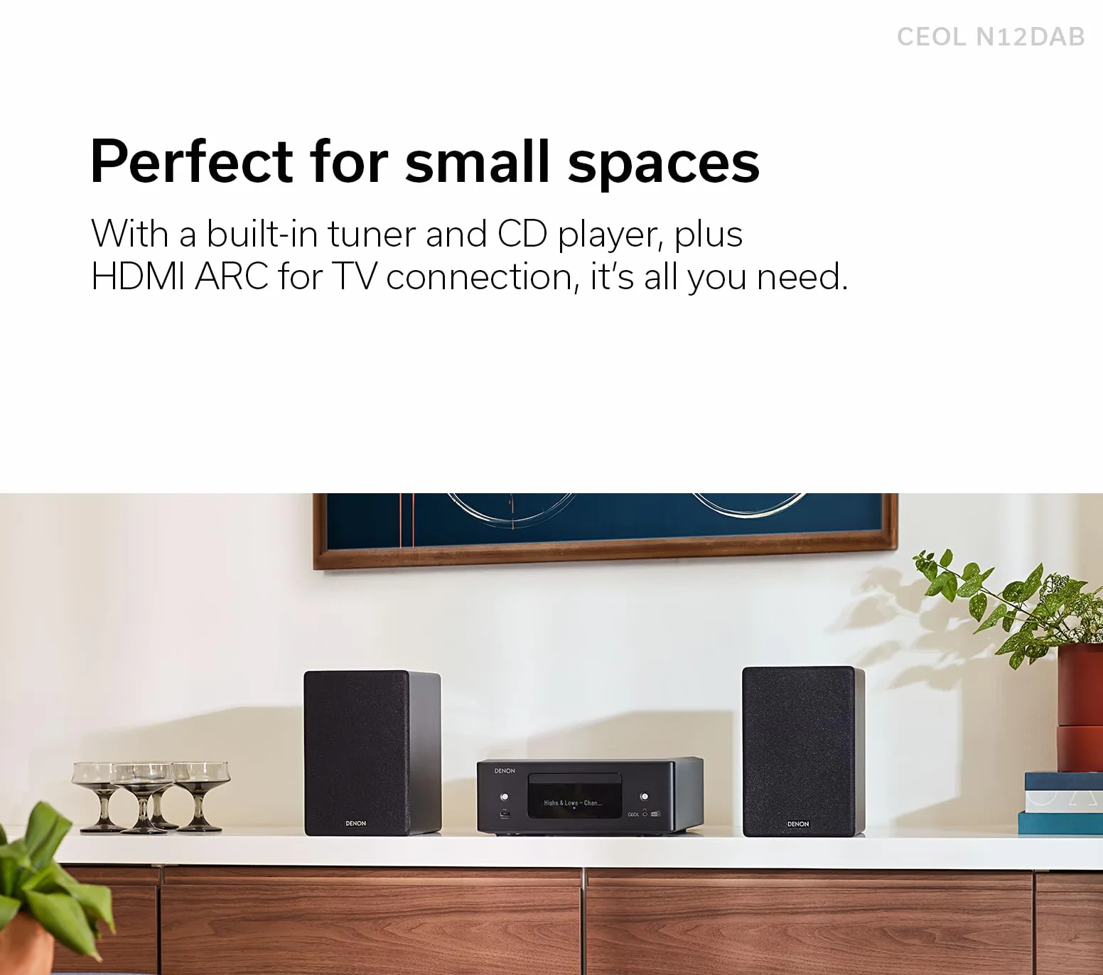 Denon CEOL N12DAB - Sistema Todo en uno con Reproductor de CD, Radio Dab/FM, HDMI ARC y HEOS Integrados, Color Negro