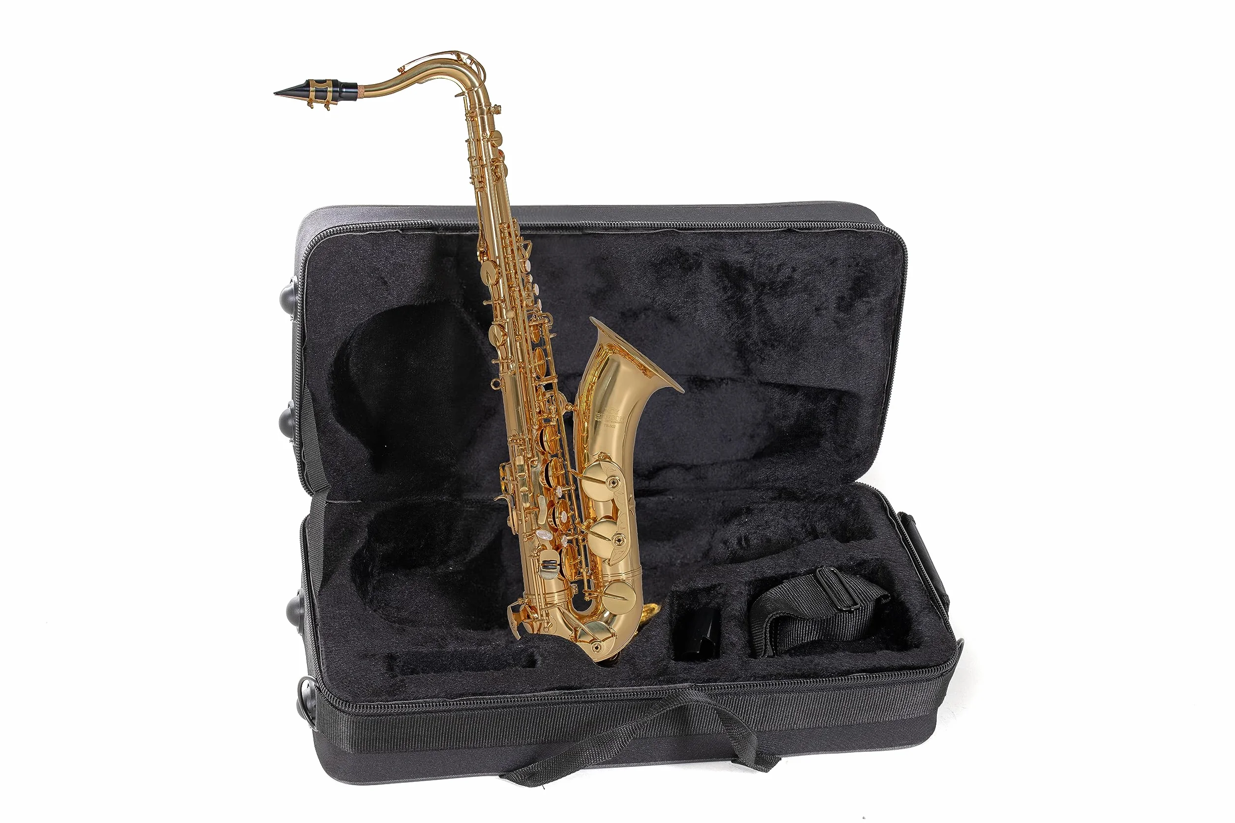 Roy Benson Saxofón Sib-Tenor TS-302 (diseño de mástil relajado premium con arco en S RND, boquilla USA, almohadilla PISONI, estuche rectangular ligero, función de mochila retráctil)
