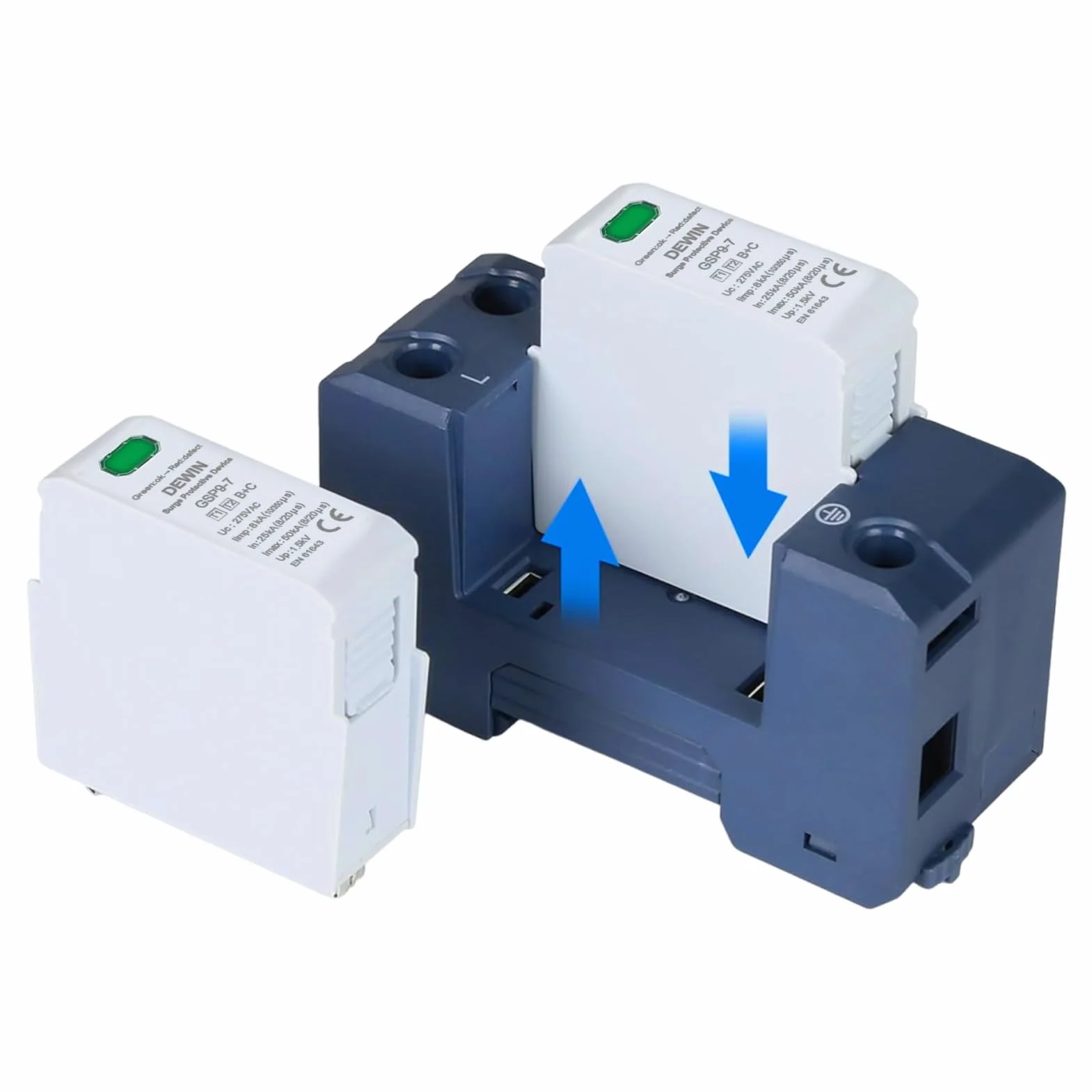 DEWIN Protector Sobretensiones 2P 40KA 275VAC Dispositivo de Protección contra Sobretensiones, Proteccion Sobretensiones Permanentes y Transitorias Protector Sobretension (T1+T2)