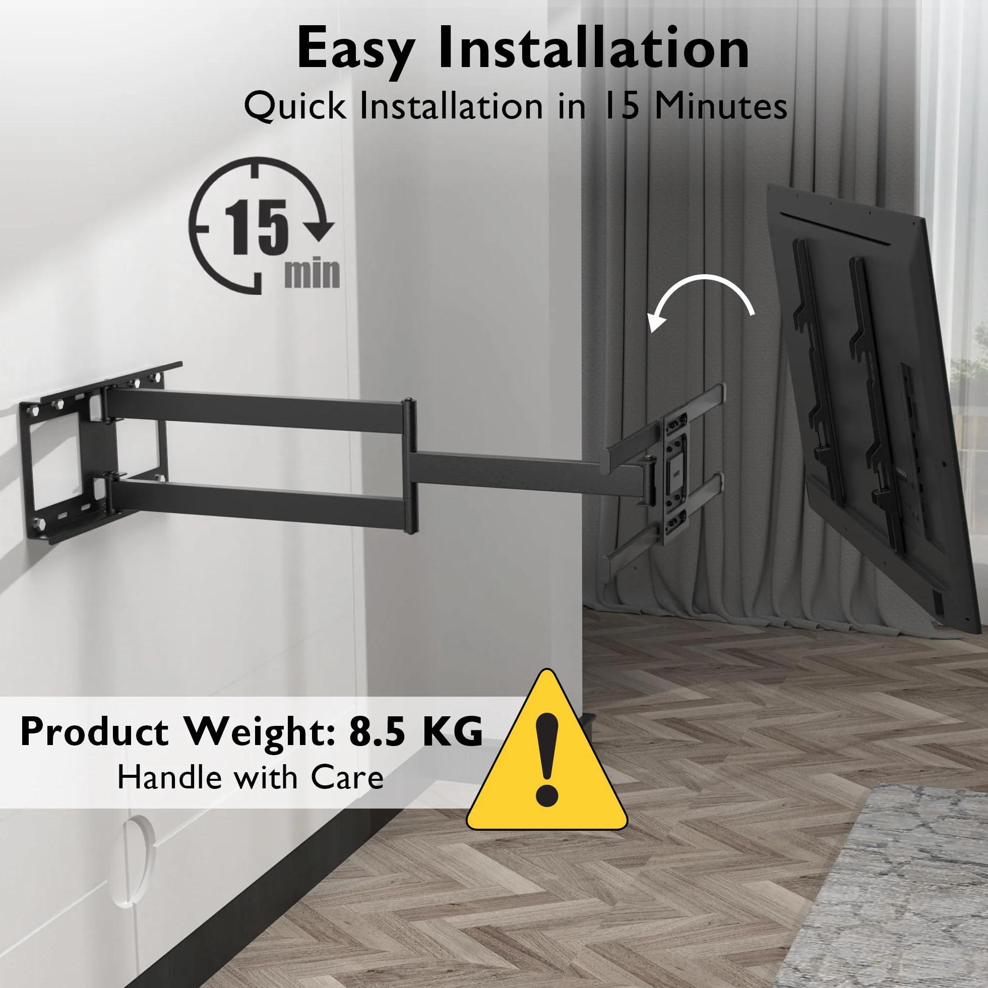 BONTEC Soporte TV Pared Brazo Articulado Extralargo 1040mm 32-75" LCD LED OLED 60kg VESA 600x400mm
