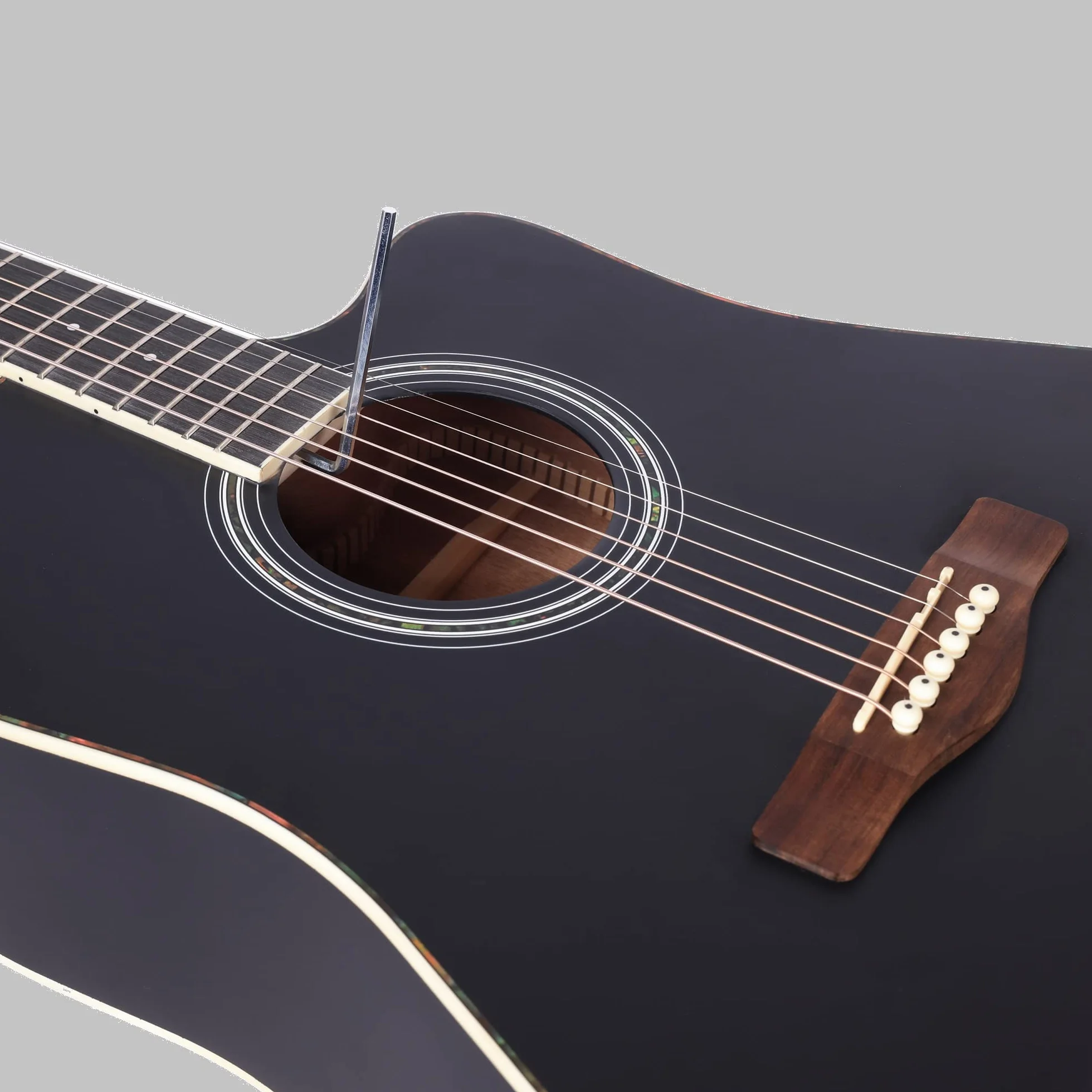 Winzz 41 Pulgadas Acoustic Guitar 4/4 Tamaño Completo para Adolescente Adulto Principiante Set, Negro Cutaway