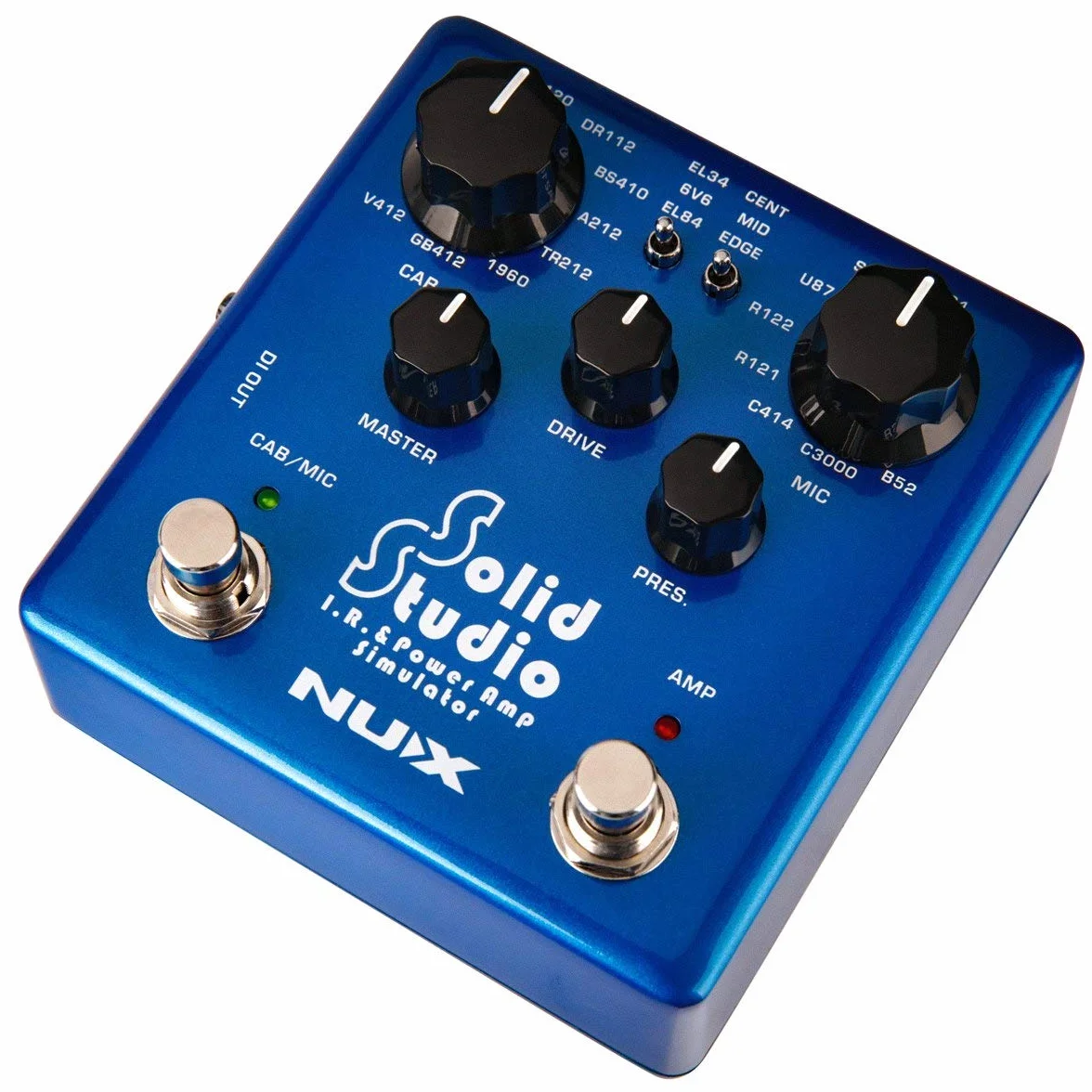 NUX Solid Studio IR Power Amp Simulador IR cargador con micrófono de gabinete integrado y posiciones de micrófono y simulador de potencia Amp con 3 tubos y controles de potencia