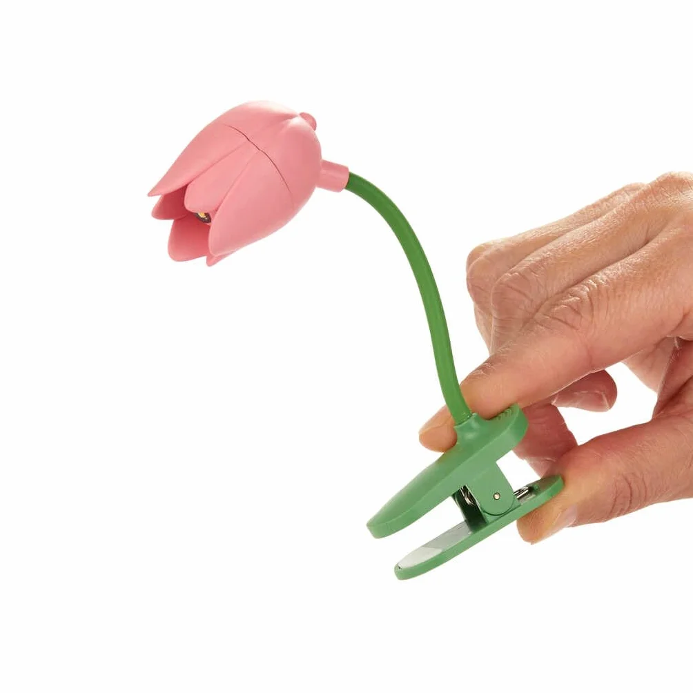 Balvi Luz Lectura Tulip Color Rosa Lámpara Flexible con Pinza en Forma de tulipán para Leer por la no