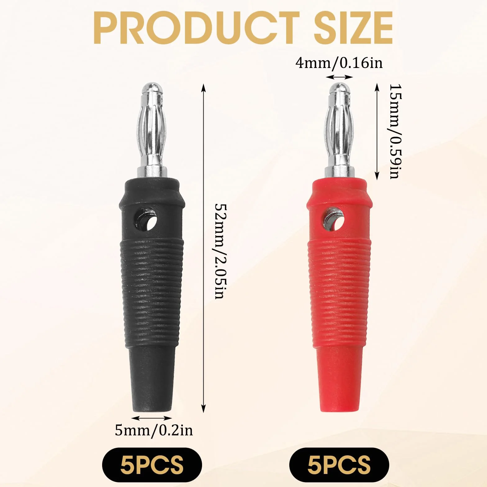 Conectores banana 4 mm 20 A tipo tornillo apilables sin soldadura rojo negro para altavoces