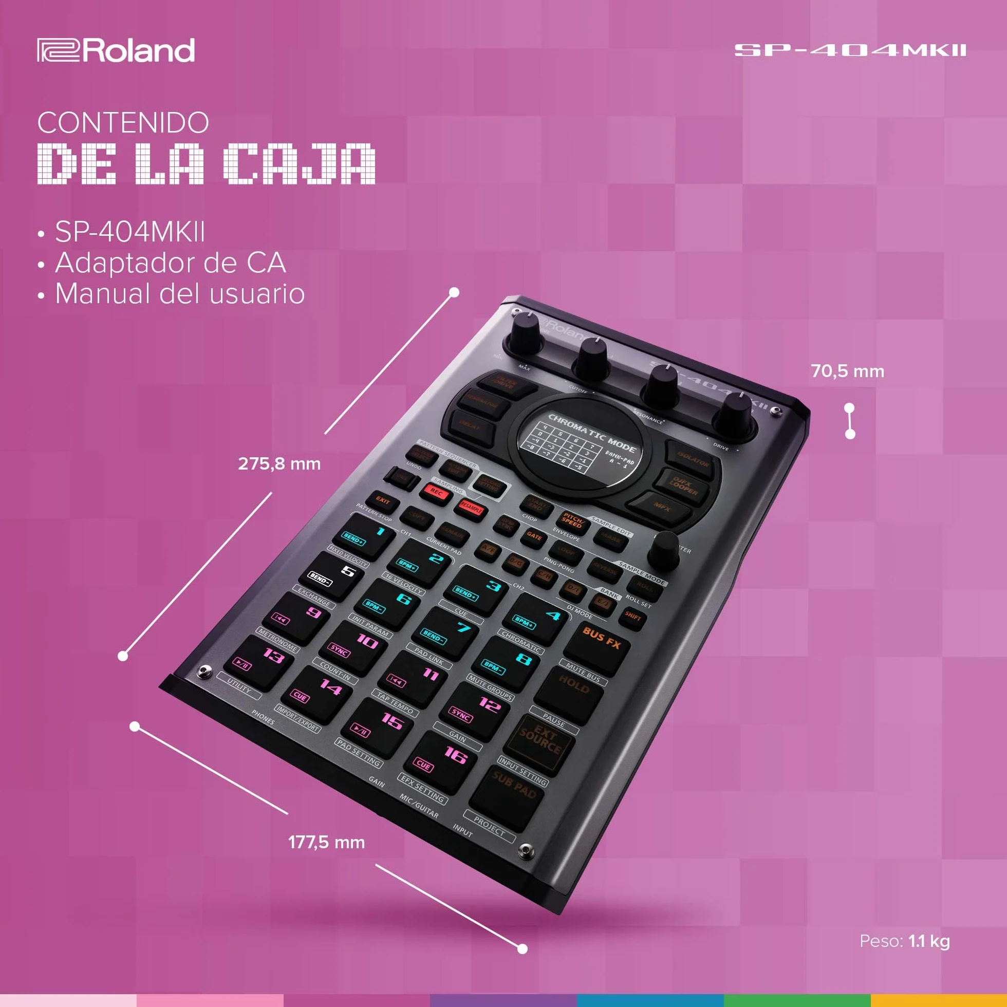Roland SP-404MKII Sampler y procesador de efectos creativo | El mítico creador de beats SP-404 con mejoras de lujo | Proceso rápido | 16 GB de almacenamiento interno | Polifonía de 32 voces