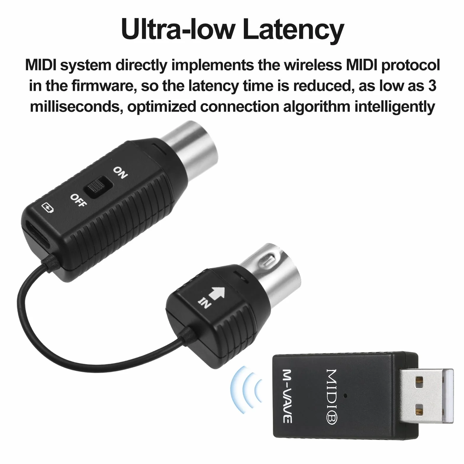 MS1 Mini Sistema de transmisión inalámbrico Sistema Midi Adaptador inalámbrico Midi Soporte Plug and Play para Dispositivos con Interfaz Midi