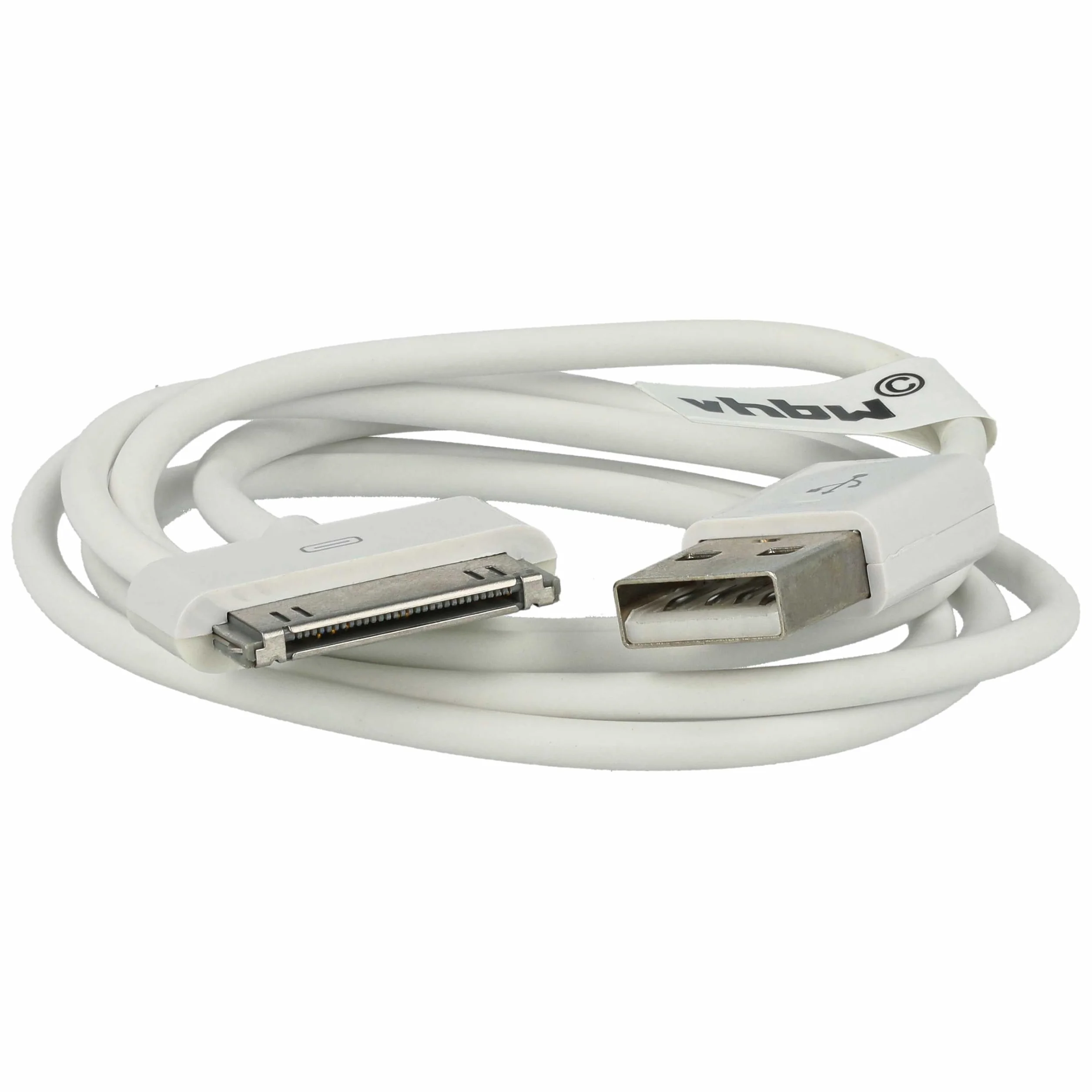 vhbw Cable de datos USB compatible con Apple iPod 7 Gen. Classic Late 2008 A1238-120Gb reproductor MP3 - blanco, 80 cm