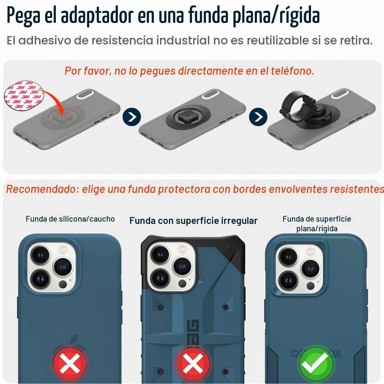 sincetop Soporte movil Bicicleta,Soporte movil Moto para Motocicleta con Adaptador,Montaje en el Manillar de la Bici Delantero para de montaña,Scooter,eléctrica【Serie C-2da Gen】