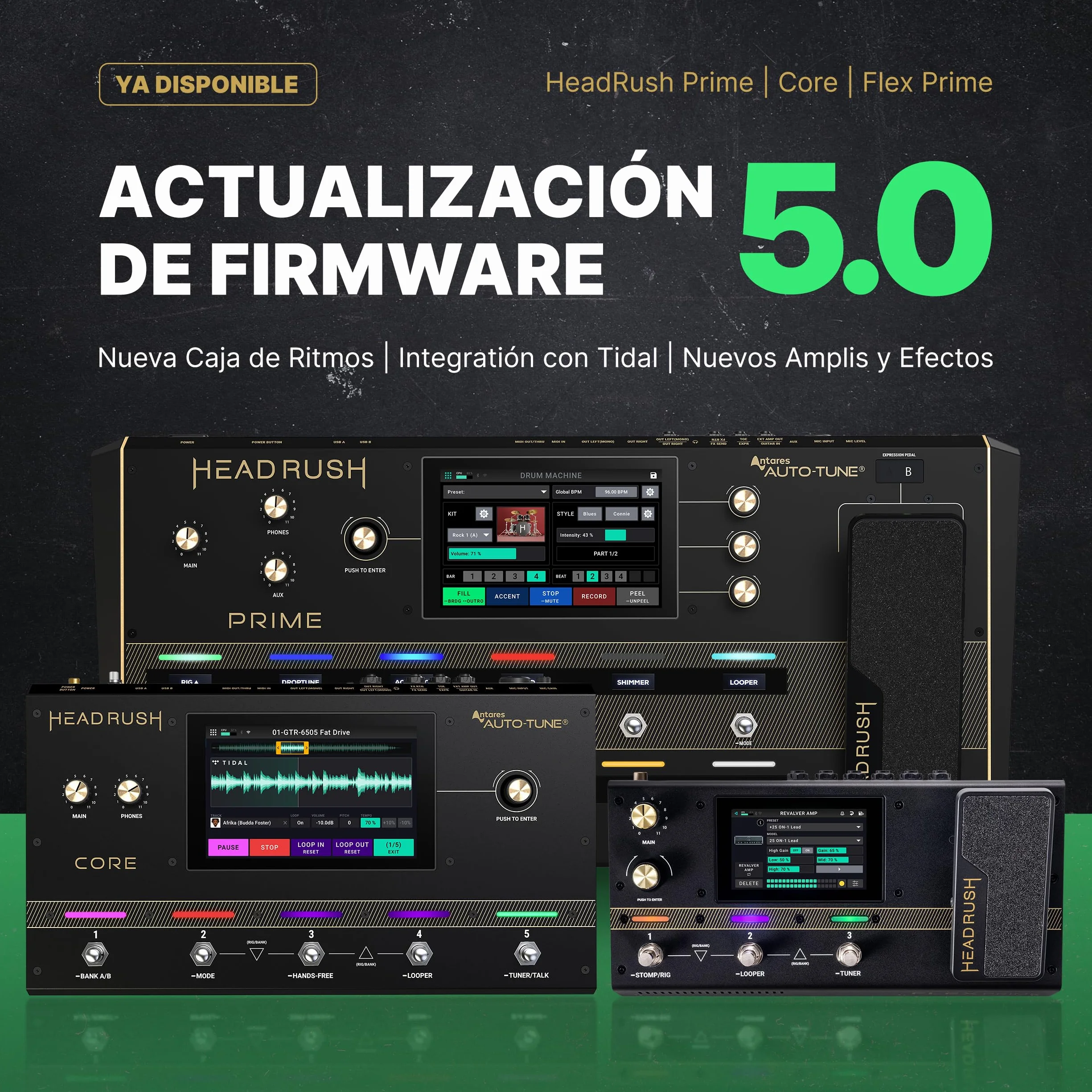 HeadRush Core - Procesador de Modelado de Amplis de FX para Guitarra y Voz con Clonación, Looper, Antares Auto-Tune, WIFI, Pantalla Táctil y Bluetooth