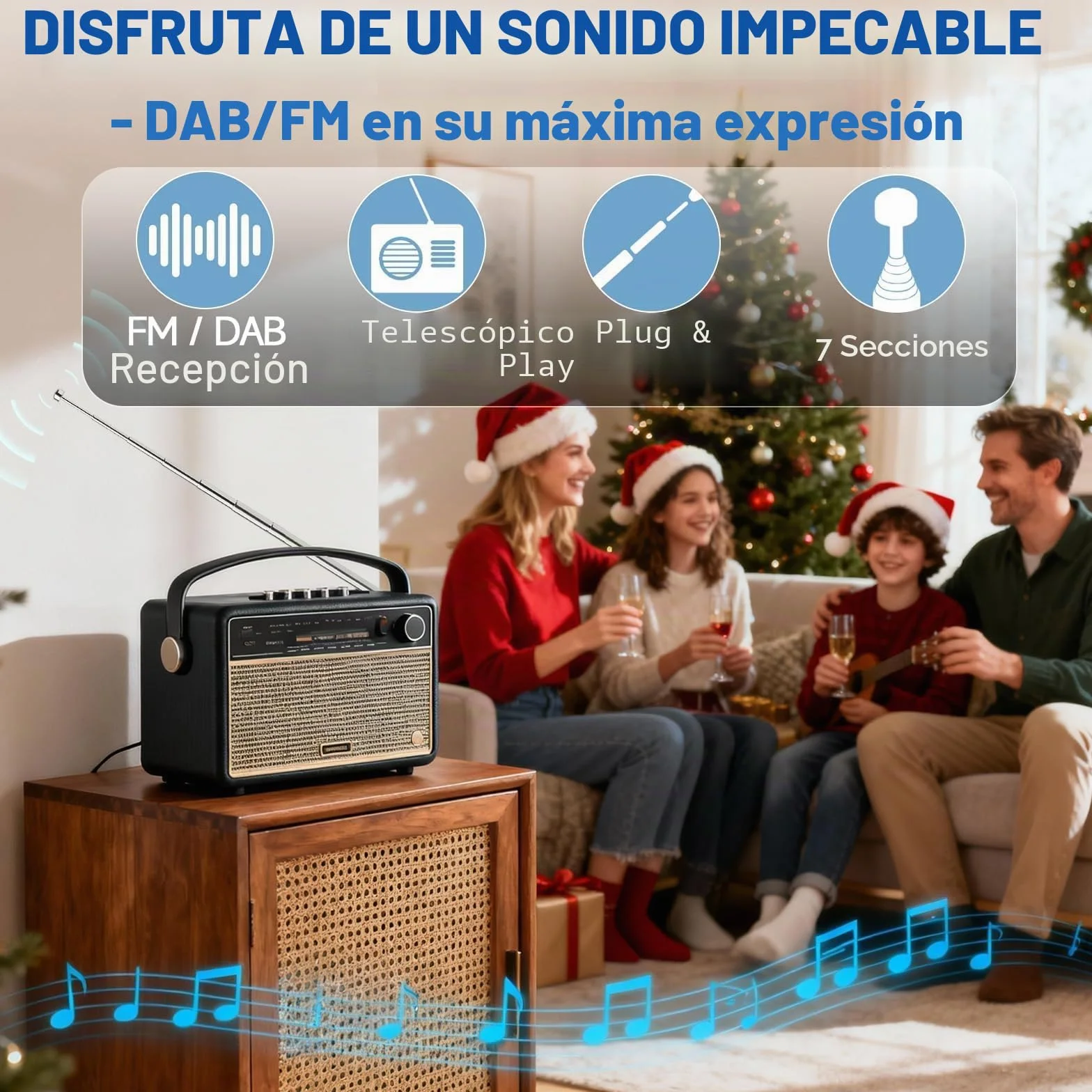 Bingfu Antena Radio FM DAB Telescópica Interior 74cm 7 Secciones 2 Kit Compatible Yamaha Sherwood Pioneer Denon
