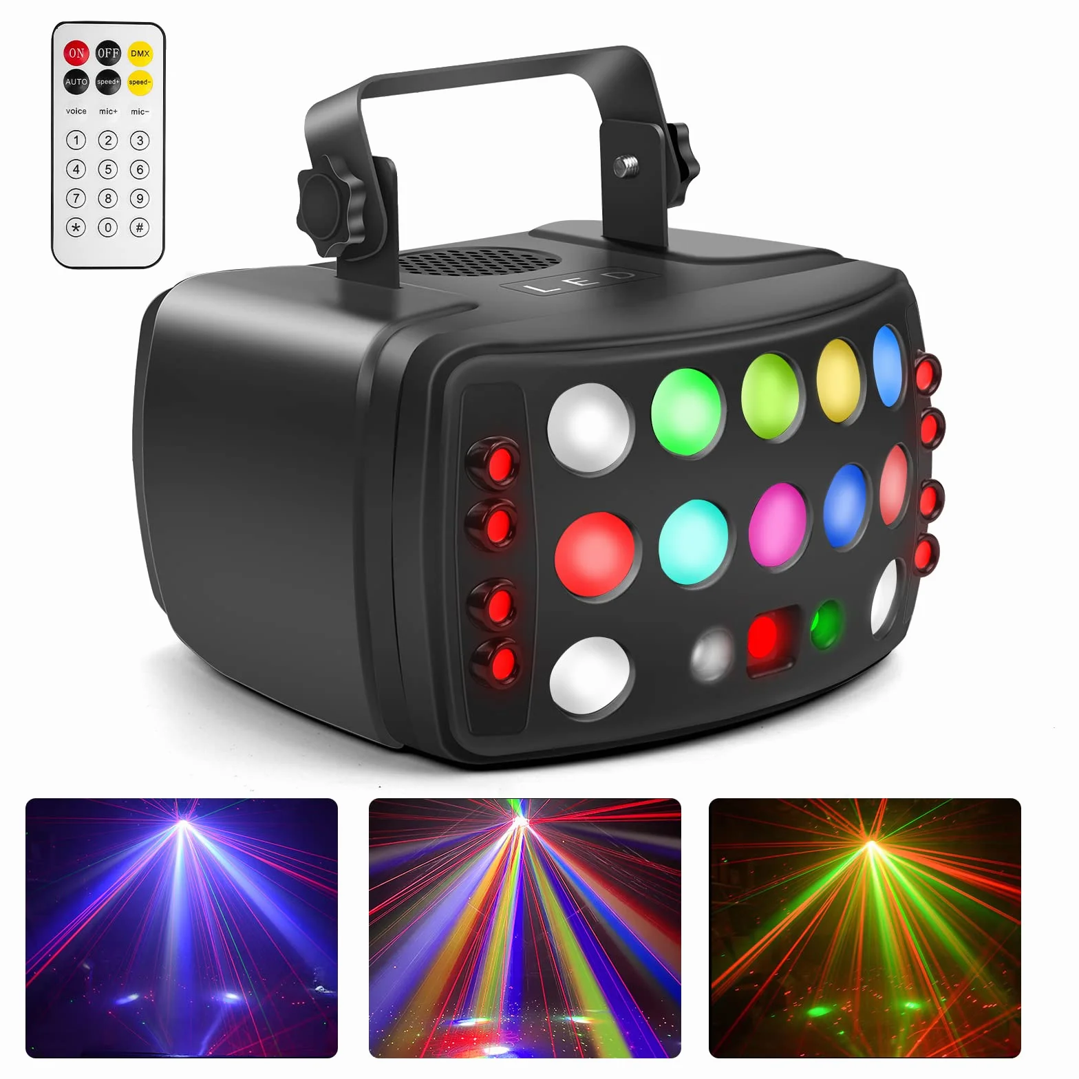 Luz de discoteca para fiestas, DMX 512, foco de efectos LED RGB, proyector de DJ, controlado por música, luces para KTV, bar, reunión familiar, boda, cumpleaños, Halloween