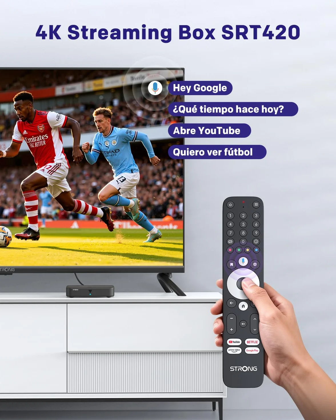 STRONG SRT420 TV Box Android TV 4K DVB-T2 2GB RAM 8GB Almacenamiento Chromecast Integrado WiFi HDR10+