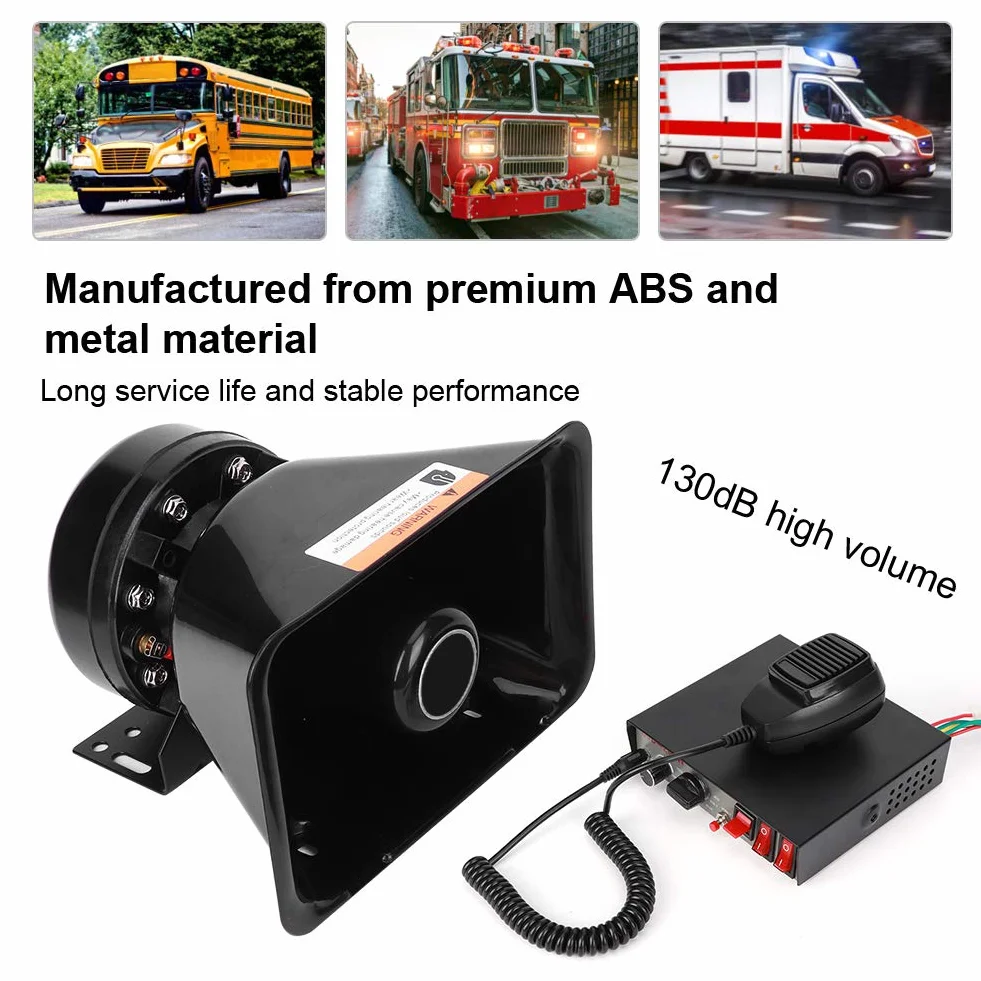 Sirena De Coche Sonidos Con Megáfono De Alarma 130dB 200W Soporte Fácil Instalación Compatible Con Varios Modelos De Vehículos Materiales Duraderos