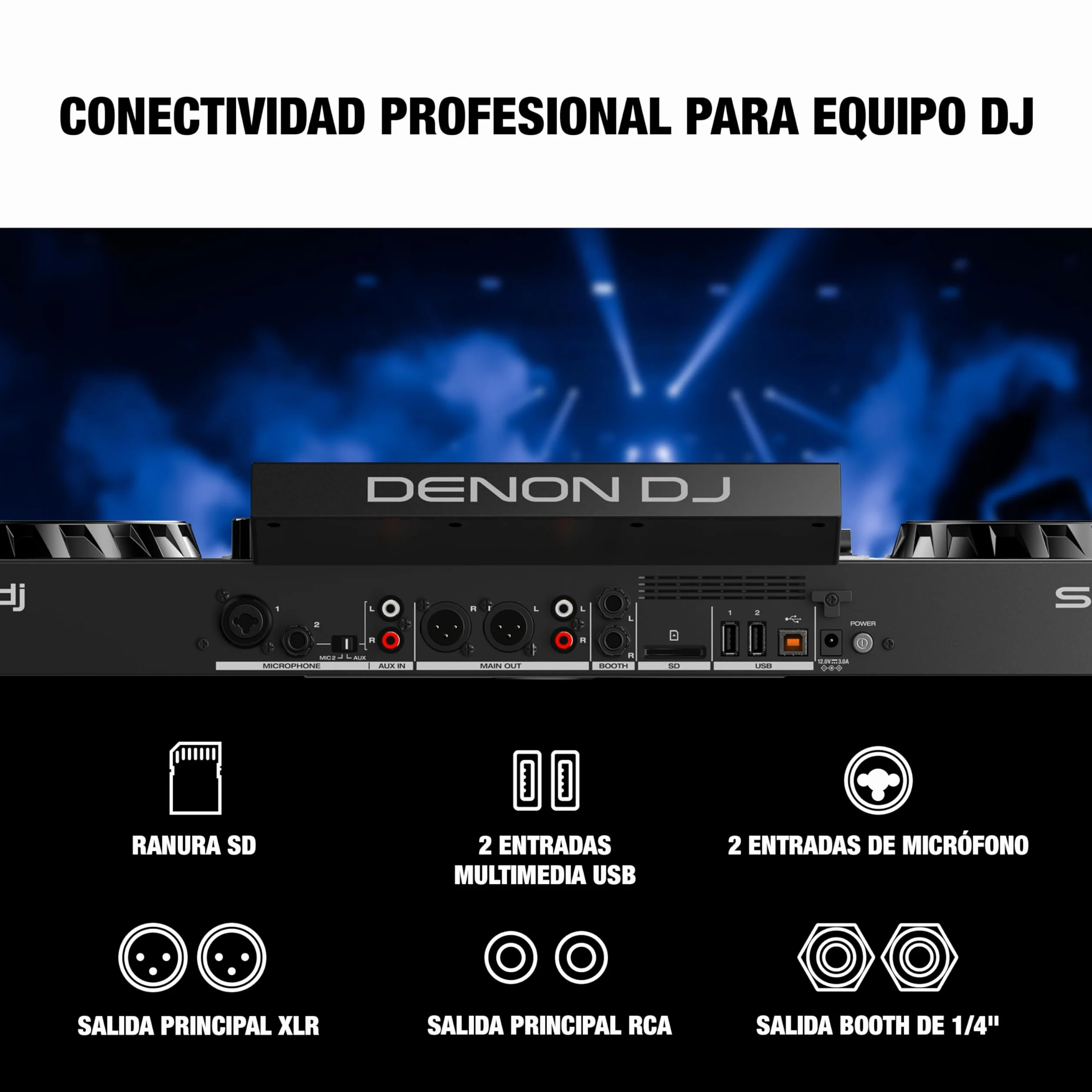 Denon DJ SC LIVE 4 Controlador DJ con separación de stems en 4 decks, streaming por wifi, altavoces integrados, compatible con Serato DJ y Virtual DJ