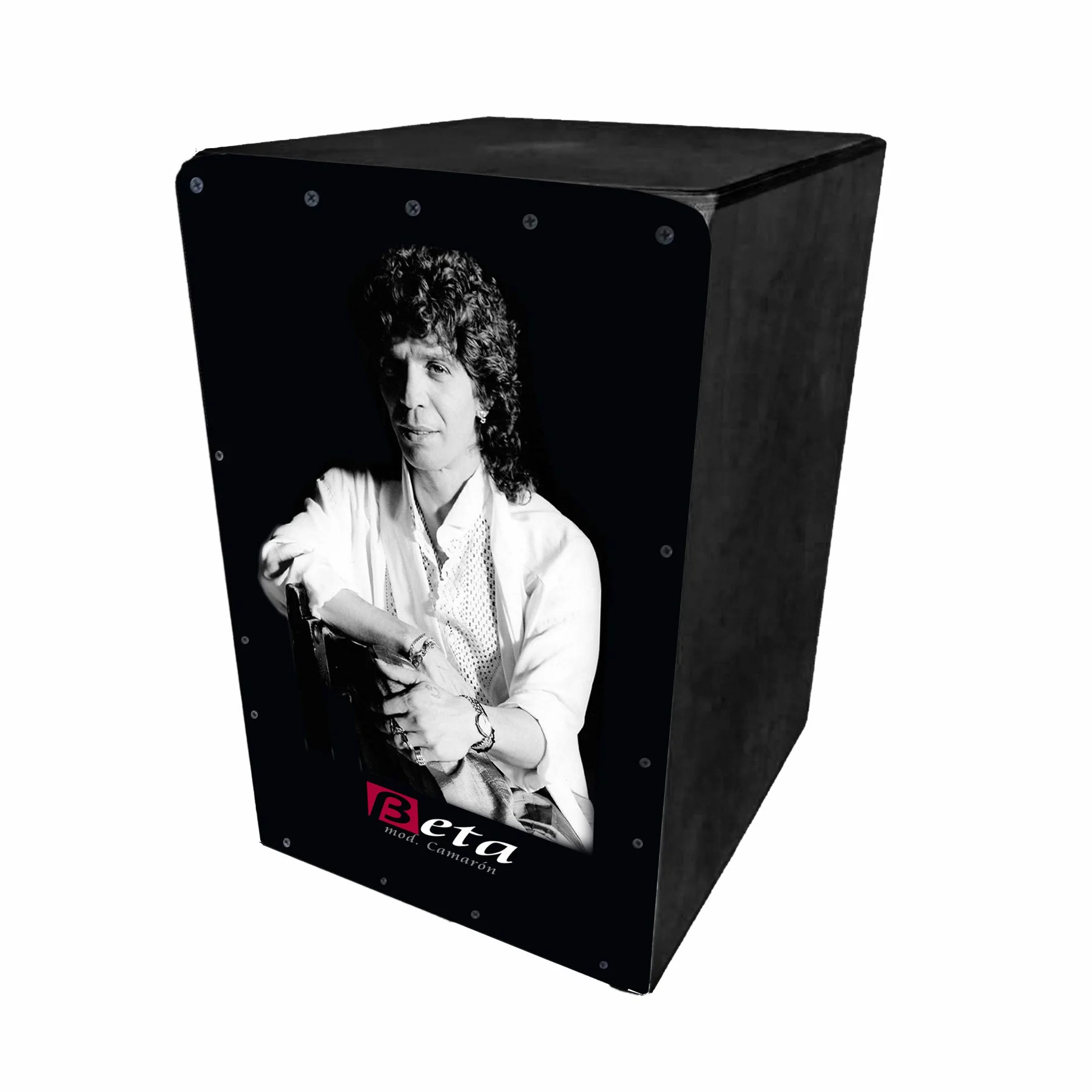 BETA - Mod. Camaron (negro) | Cajón flamenco de percusión. Caja tamaño estándar (adultos) personalizada fabricada DM lacado (sonido semiprofesional)