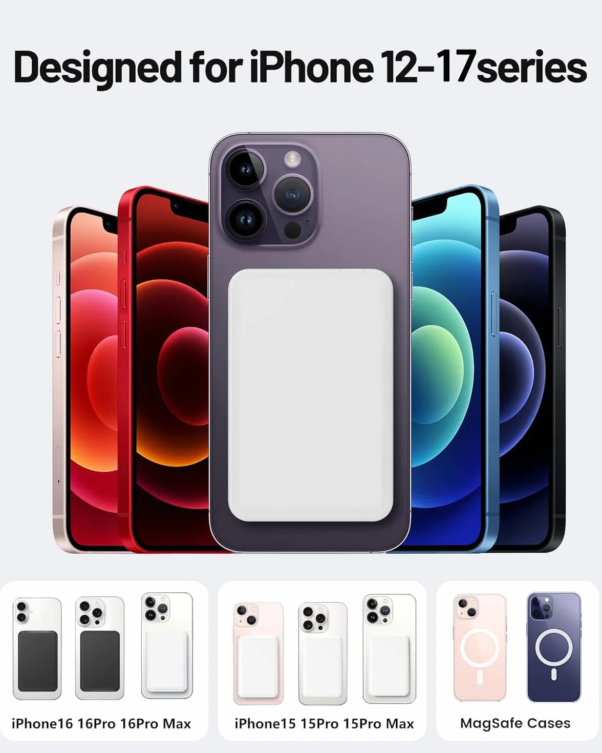 Power Bank 10000mAh 20W Inalámbrico Magnético Batería Externa Carga Rápida Slimmest Portátil USB C para iPhone Samsung Android