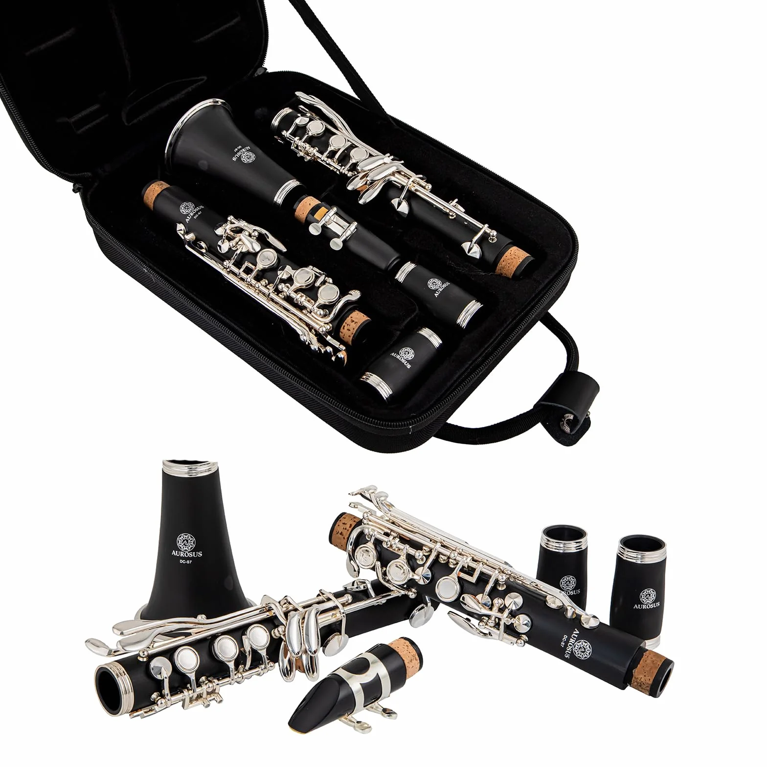 Mecanismo de meseta DC-S7 - Agujeros cubiertos 17 llaves chapadas en plata clarinetes para jugar al aire libre en invierno, para jugadores con manos muy pequeñas, clarinete de agujero cerrado