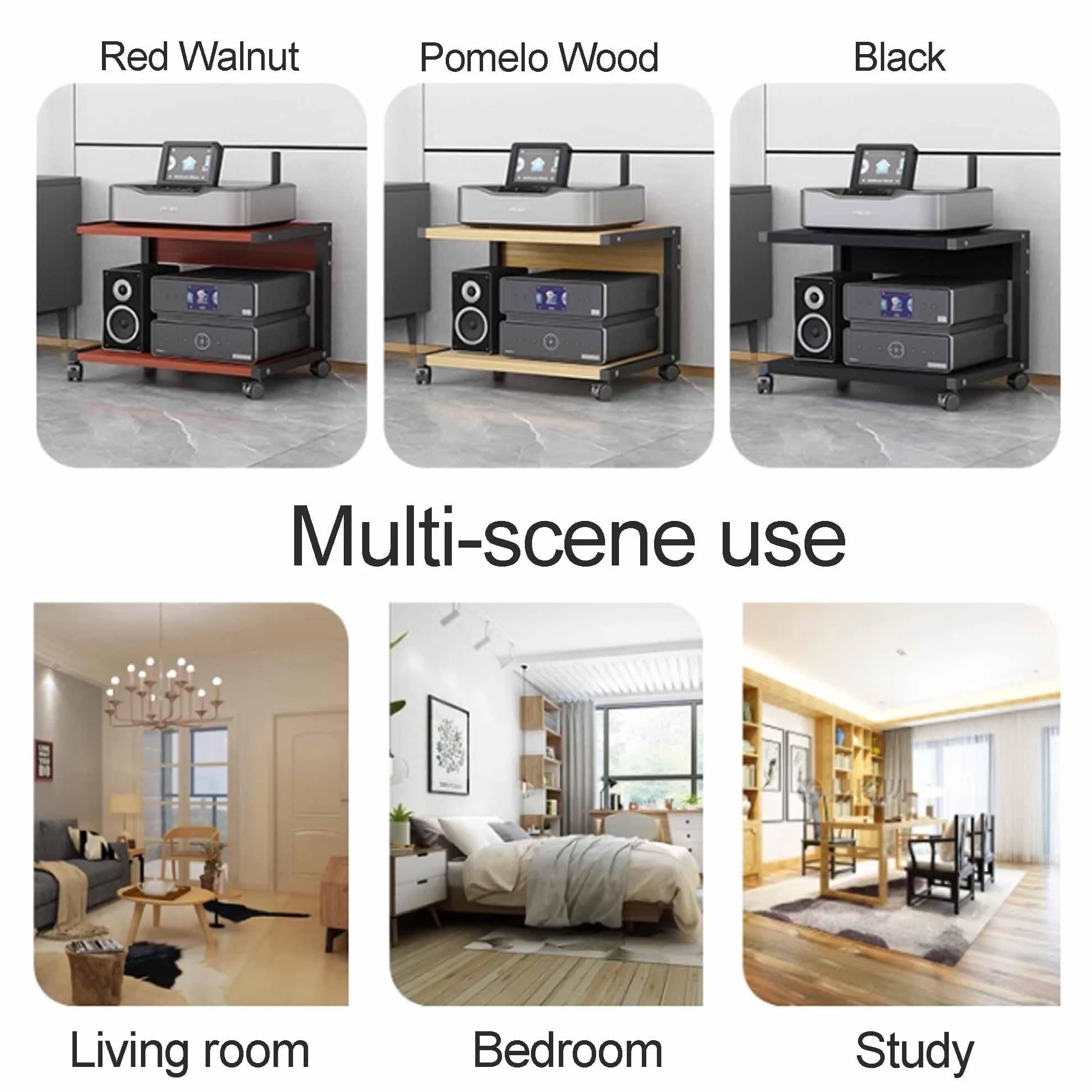 Mueble Equipo Hifi Soporte Multimedia, Soporte para medios AV Torre de rack de audio para tocadiscos, Gabinete estéreo Torre de rack de audio para sala de estar Sala de juegos y grabación(Nero,50*40*6