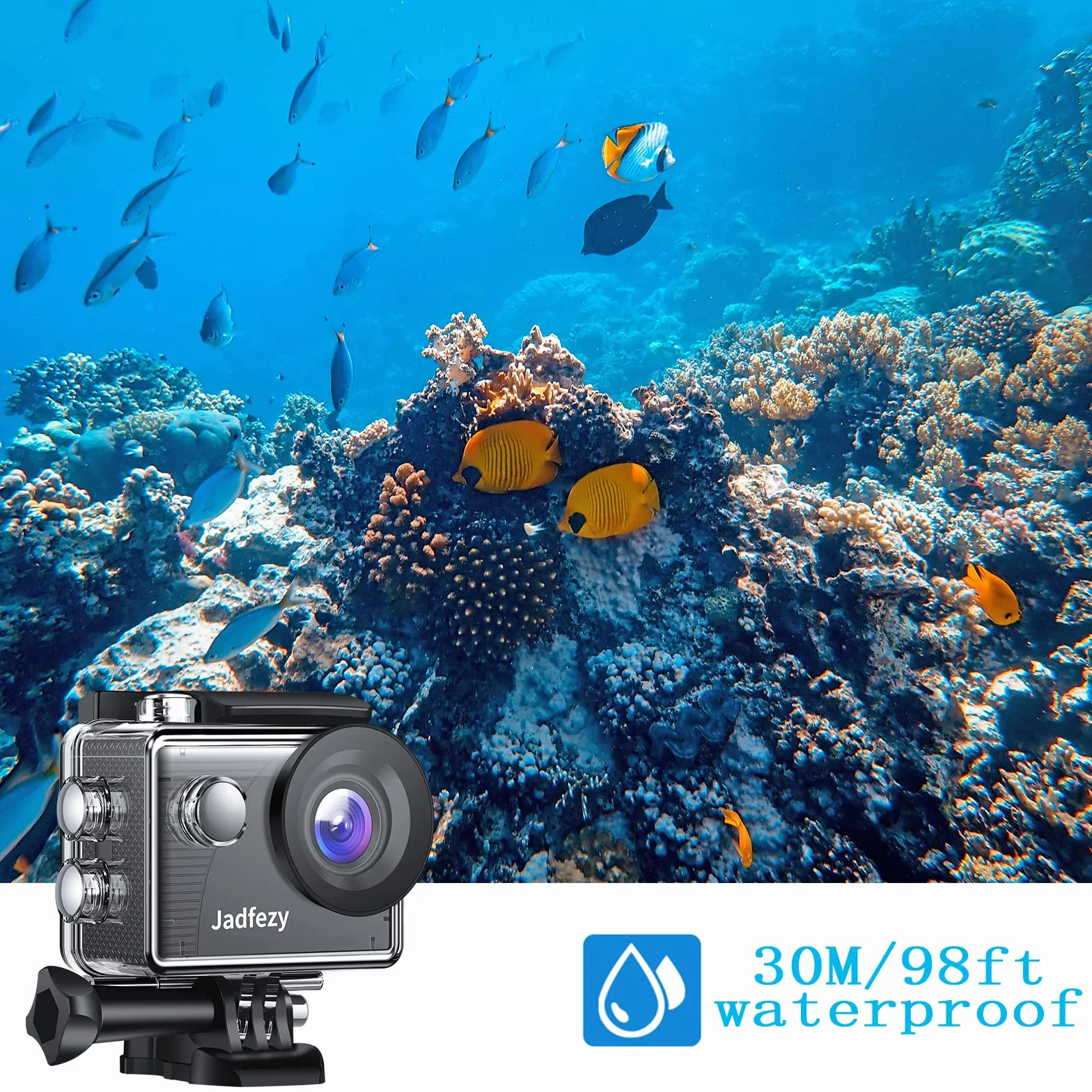 Cámara Deportiva HD 1080P 30M Subacuática 140° Gran Angular 2 Baterías 900mAh Kit Accesorios