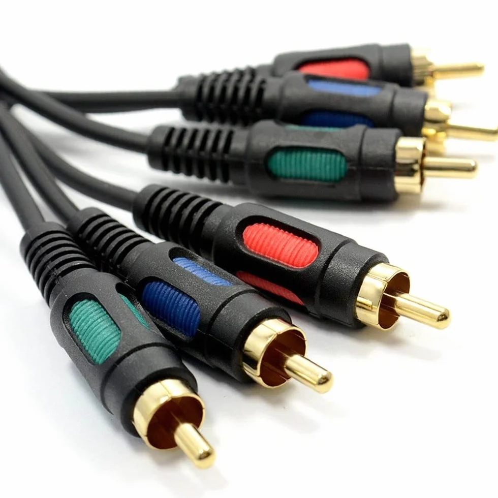 kenable Cable de Vídeo por Componentes RGB YUV 3 RCA a 3 RCA Coaxial 75 Ohm Cobre Puro 0,5m Negro