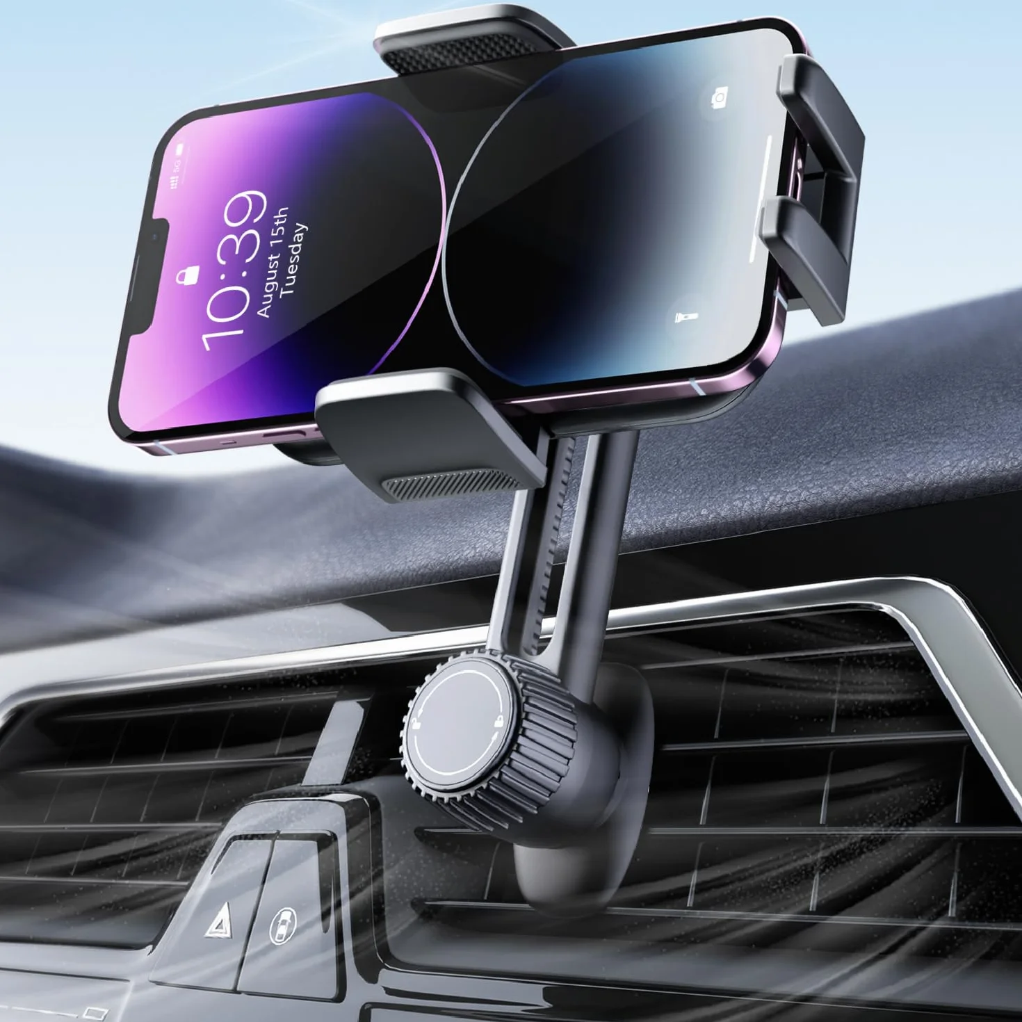 Soporte Móvil Coche Porta Teléfono 360° Rotación Liberación de un Botón para iPhone Samsung Huawei Xiaomi