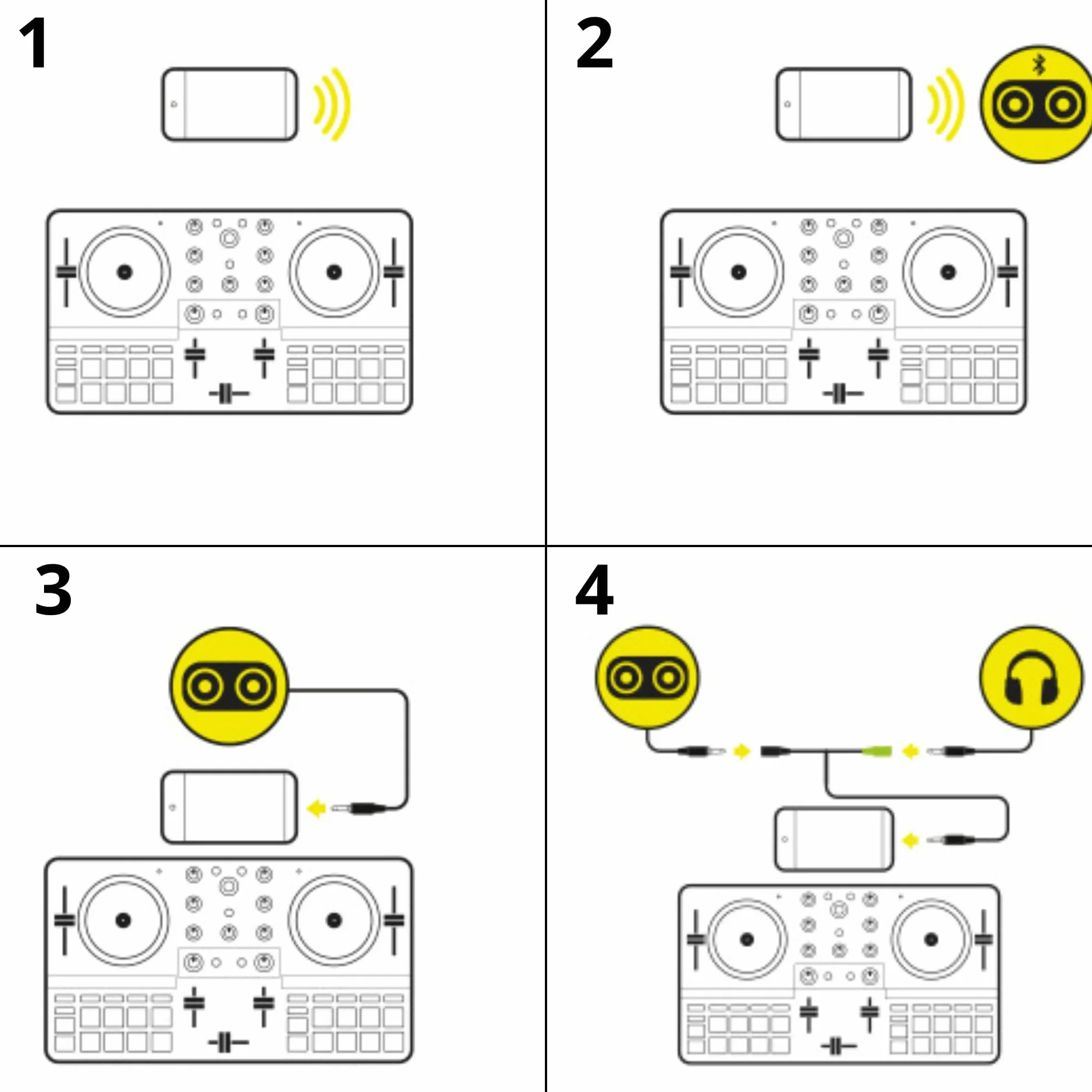 Hercules DJControl Mix - Controladora DJ Inalámbrica Bluetooth para Smartphone (iOS y Android, Algoriddim djay Incluido, Portátil, 2 Decks con 8 Pads) Blanco