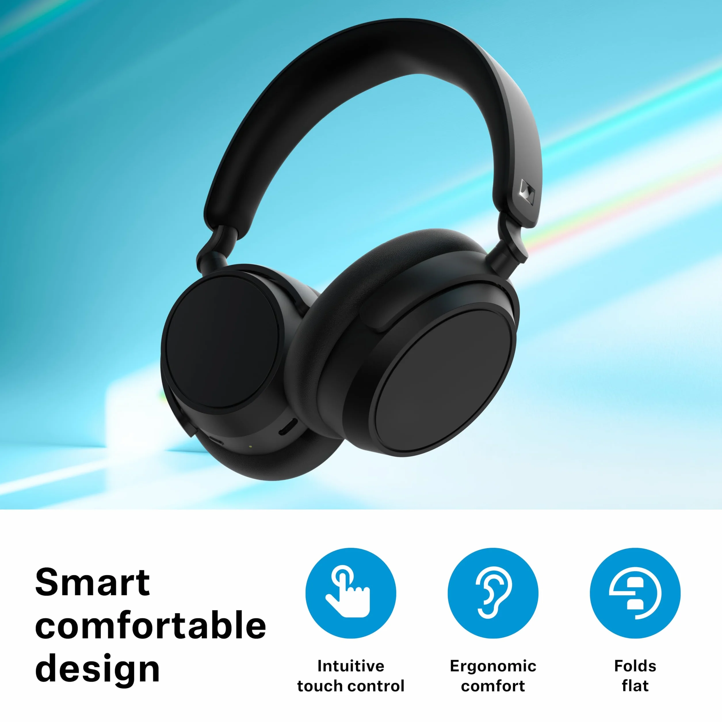 Sennheiser ACCENTUM Plus Wireless Auriculares con Bluetooth - Audio función de Carga rápida, autonomía de 50 Horas y cancelación de Ruido Activa híbrida adaptativa - Negro