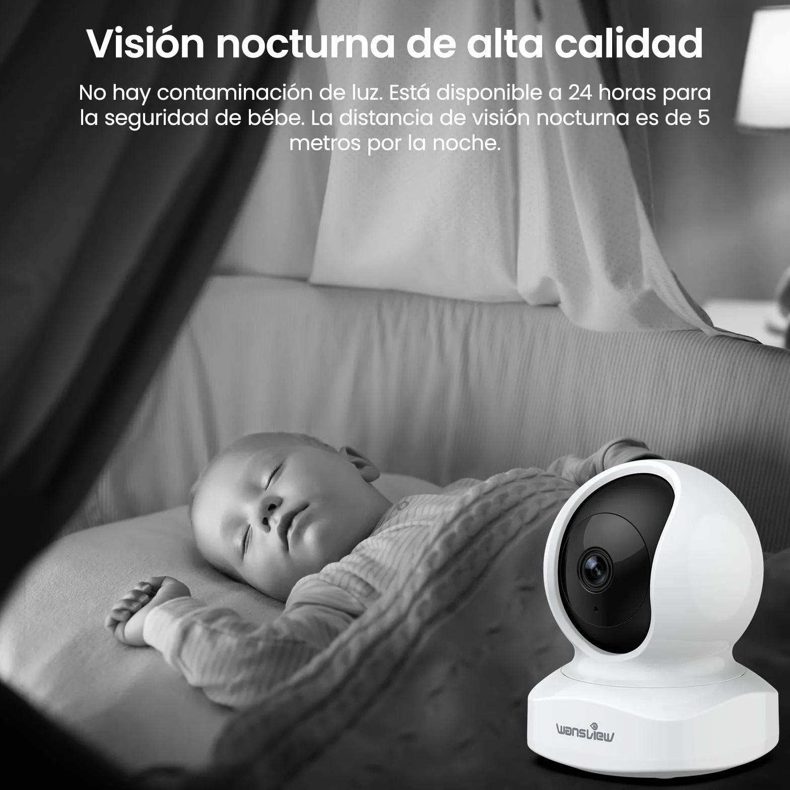 wansview 2K Camara Vigilancia WiFi Interior - 2Pack Camaras Vigilancia Domicilio WiFi 360° para Perros, Seguimiento del Movimiento, Detección de Humano, Grabación Continua, Audio Bidireccional