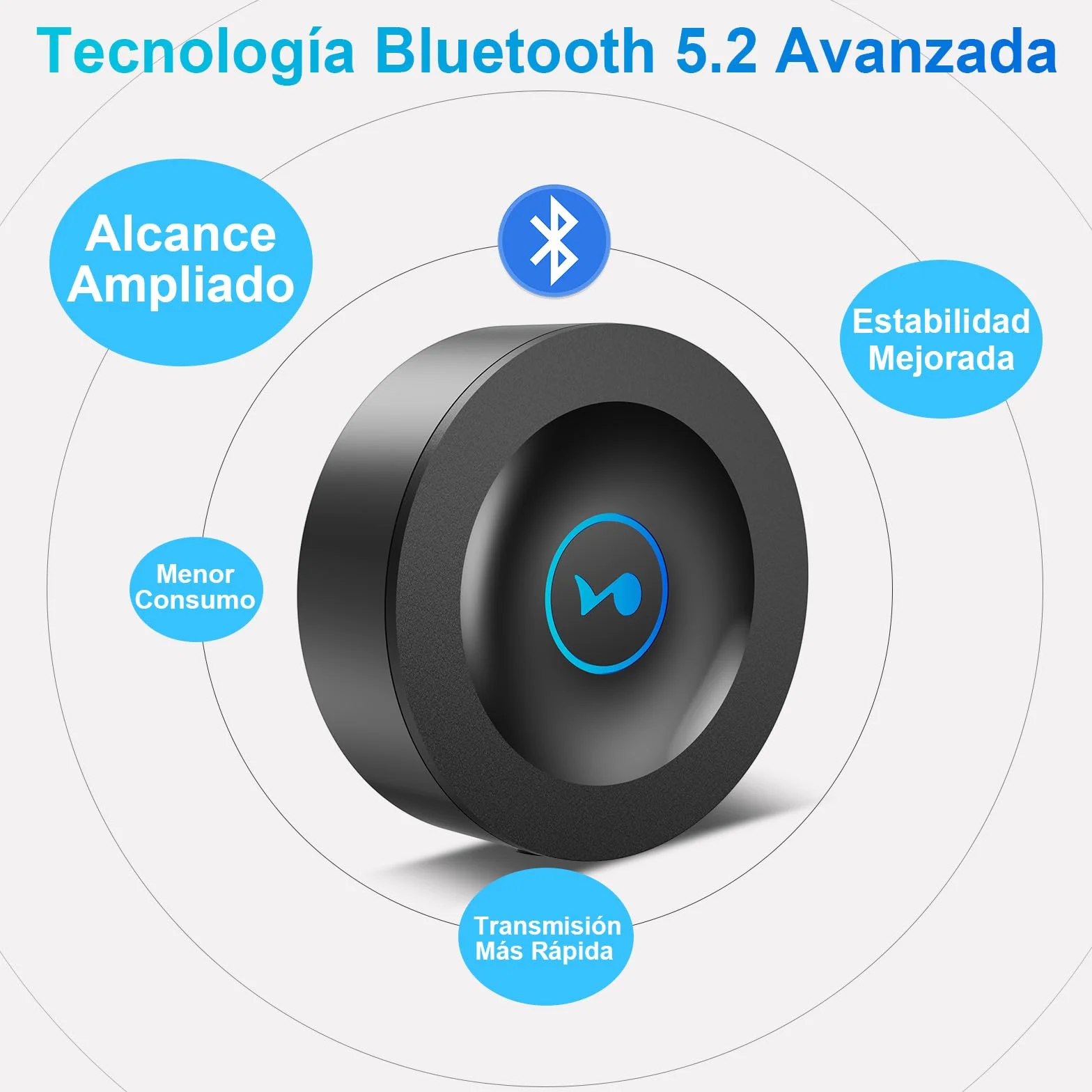 Receptor Bluetooth 5.2 HiFi, Adaptador Bluetooth Jack 3.5mm Nivel Lossless para Estéreo Casa, Altavoz, Amplificador, con Salidas AUX/RCA, Largo Alcance, Audio HD y Baja Latencia