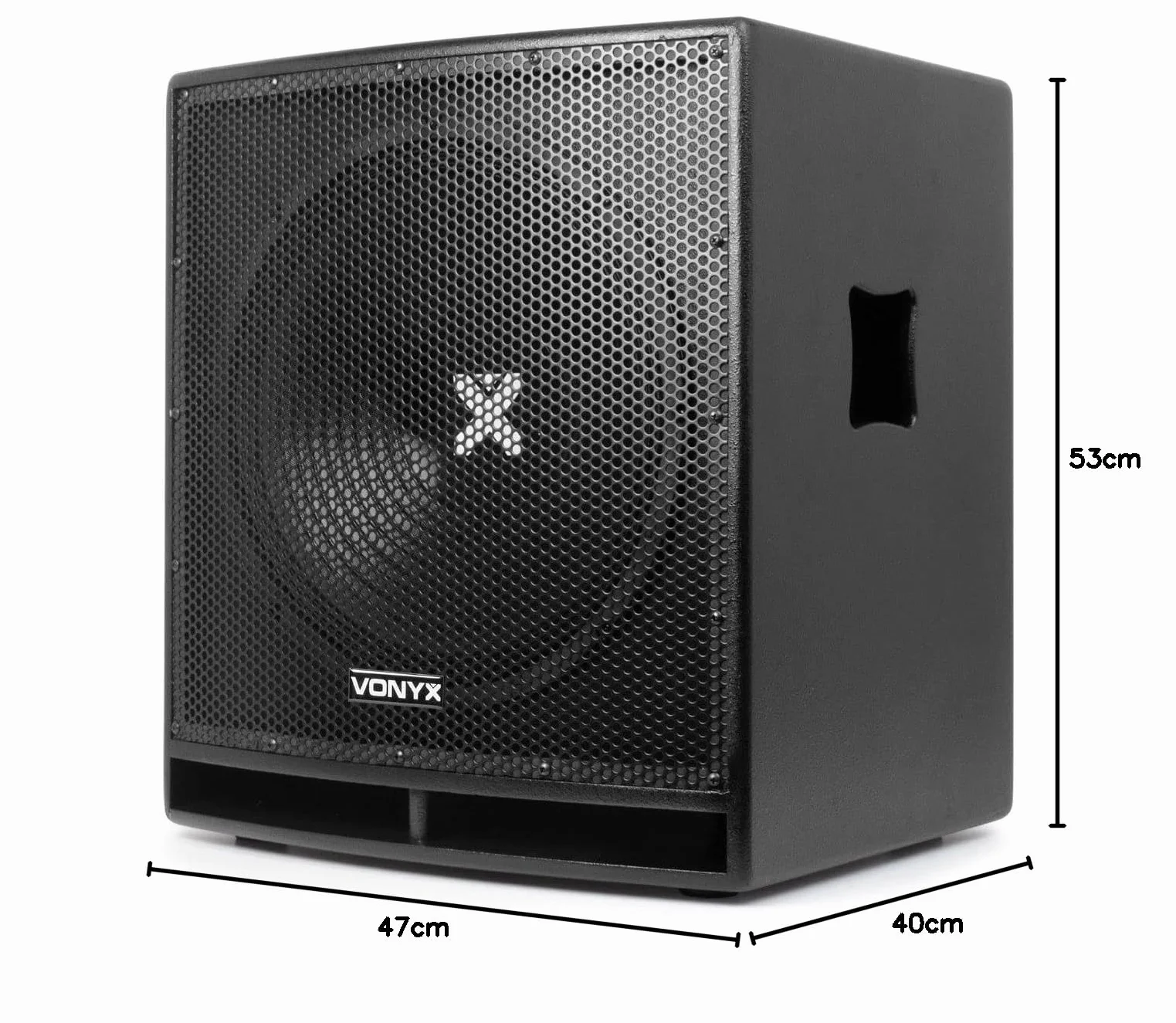 Vonyx SWP15 Pro Subwoofer PA Activo 38cm 15", 800W Potencia máxima, Amplificador Integrado, Bass Reflex, Altavoz Graves Apto Montaje en trípode, Ideal para Disco móvil, DJ, Eventos, conciertos.