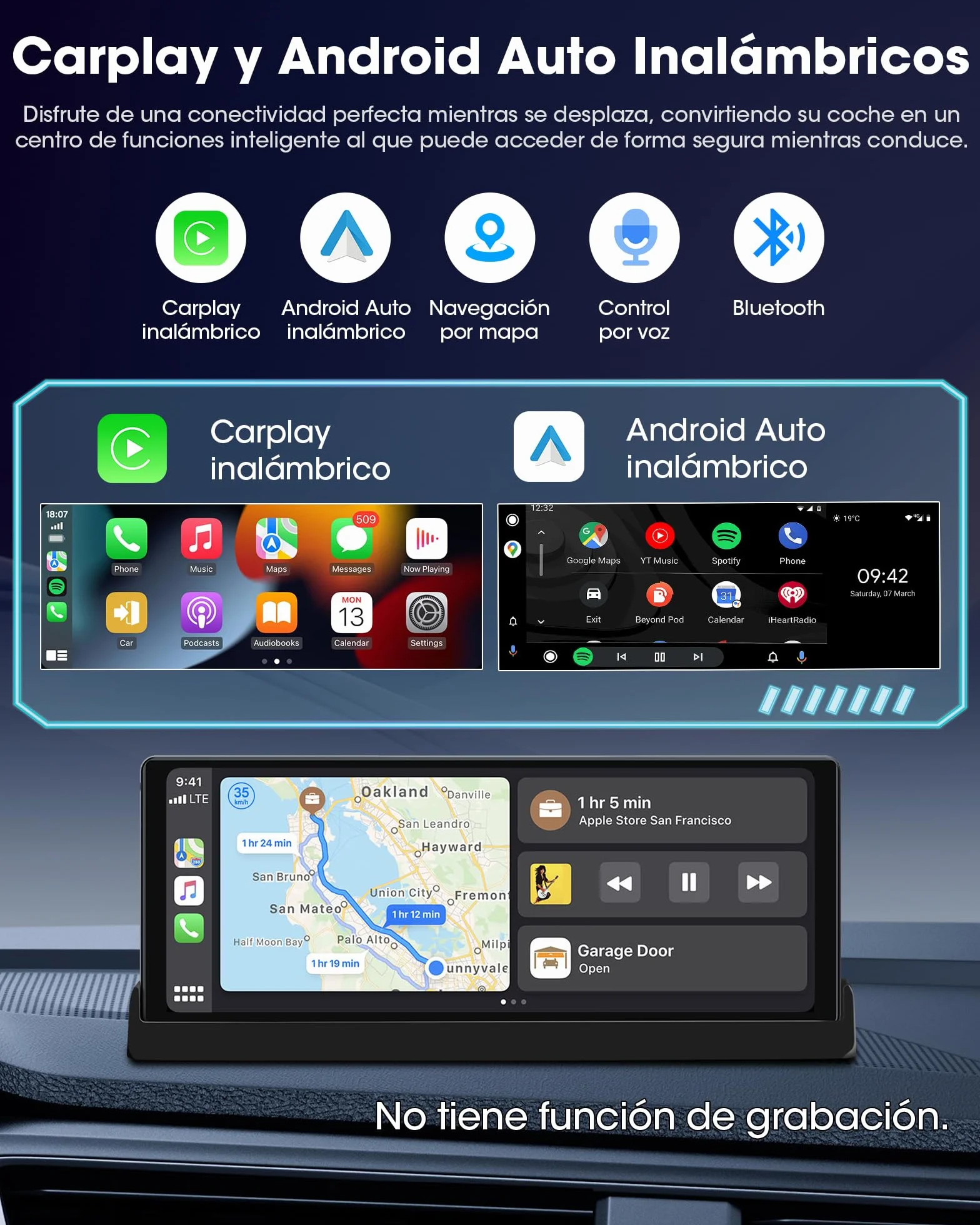 2026 Exclusividad Pantalla Carplay Android Auto Inalambrico, Universal Pantalla Coche Táctil de 10,26 Pulgadas Carplay Coche con Cámara de Marcha Atrás, p antalla Android Auto con Navegación GPS
